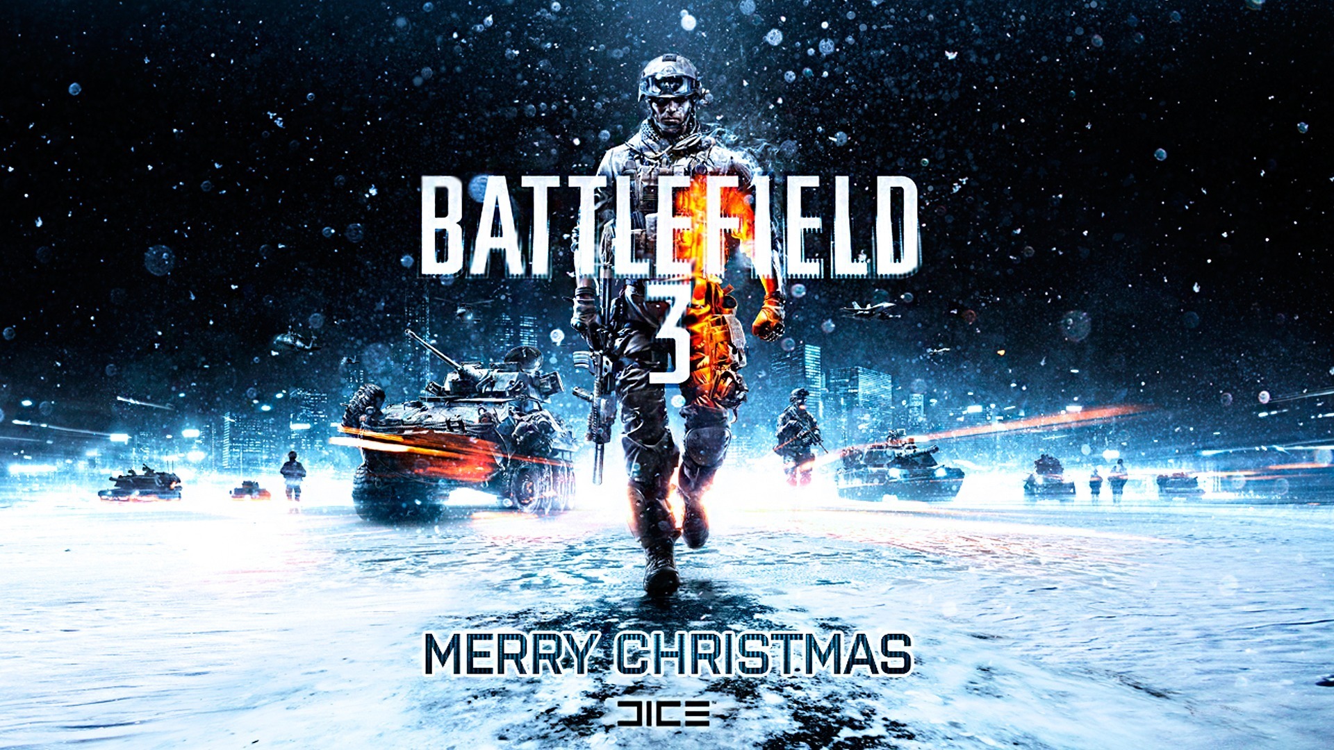 Handy-Wallpaper Feiertage, Weihnachten, Schlachtfeld, Schlacht, Soldat, Frohe Weihnachten, Krieg, Battlefield 3 kostenlos herunterladen.