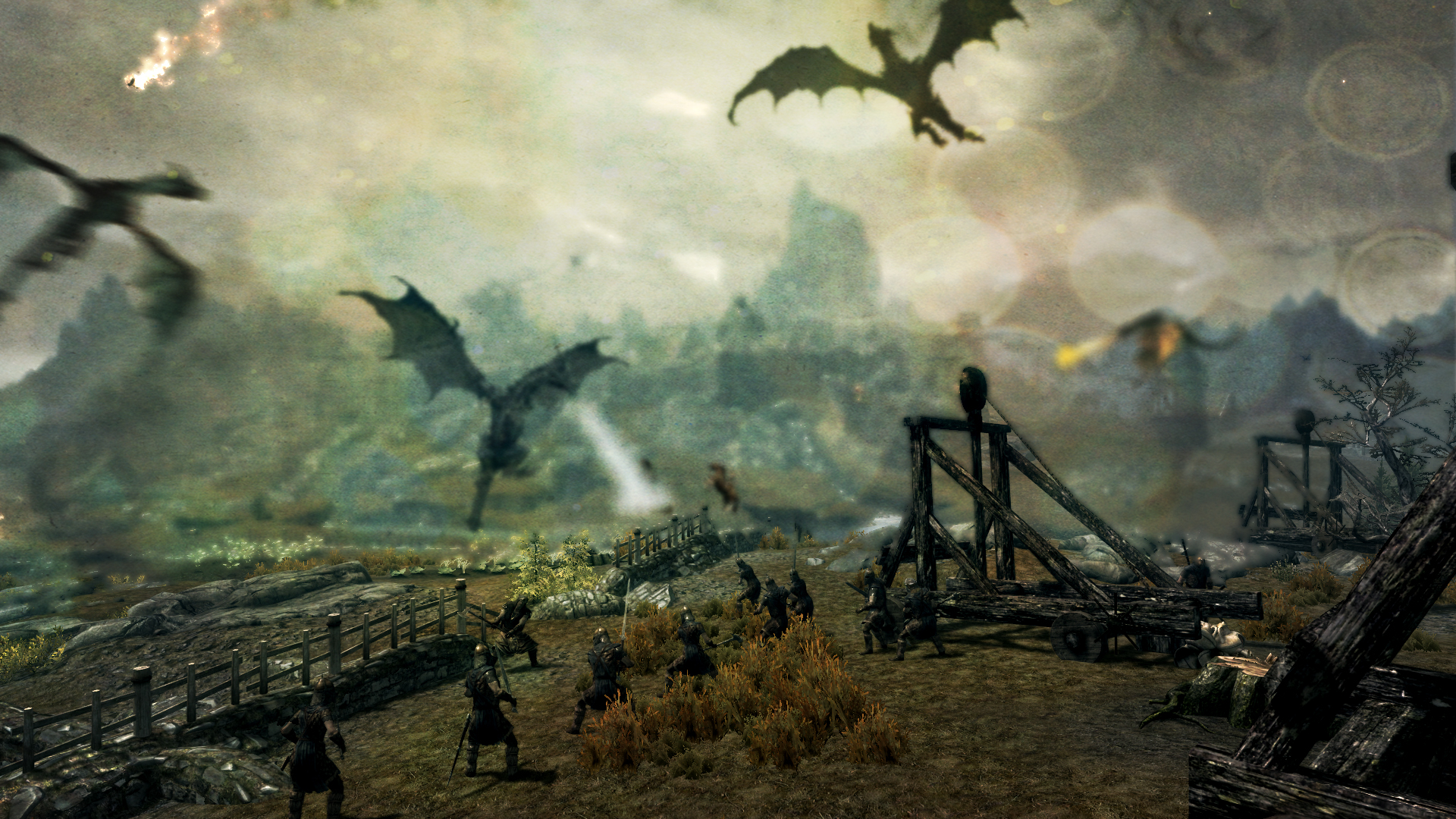 Handy-Wallpaper Fantasie, Drachen, Schlacht, Skyrim kostenlos herunterladen.