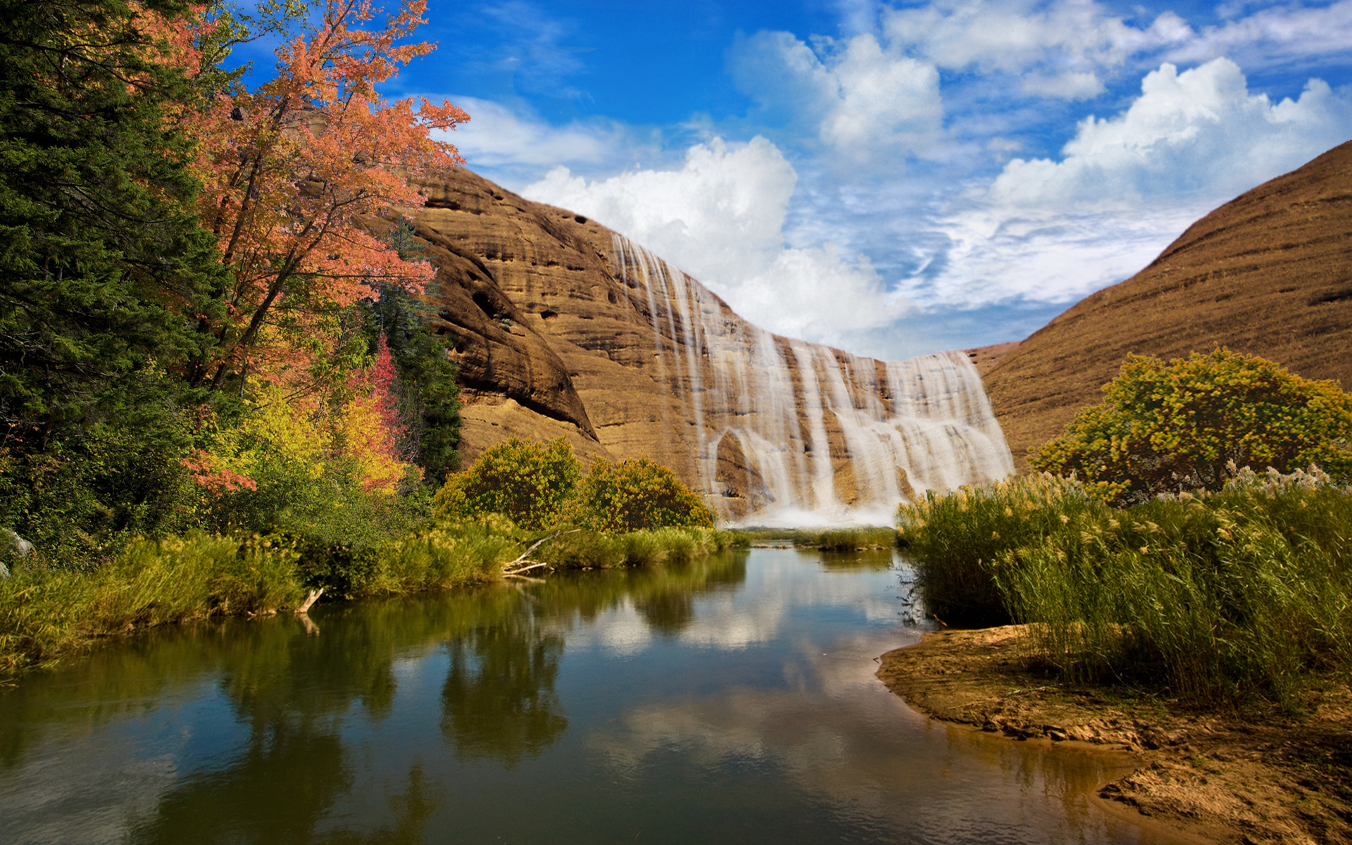 Laden Sie das Wasserfälle, Wasserfall, Baum, Fluss, Erde/natur-Bild kostenlos auf Ihren PC-Desktop herunter