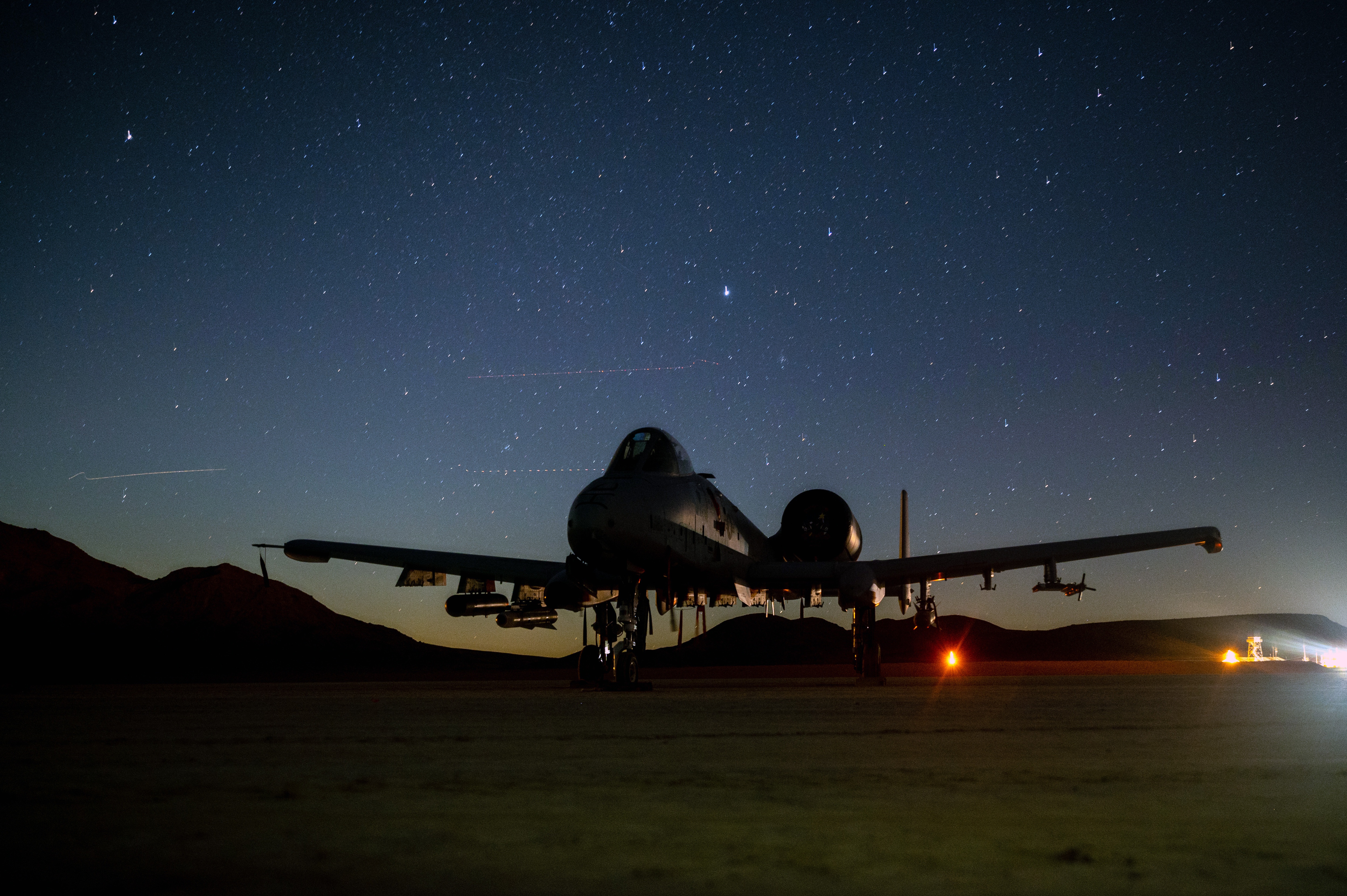 Download mobile wallpaper Night, Military, Fairchild Republic A 10 Thunderbolt Ii, Warplane, Jet Fighters for free.