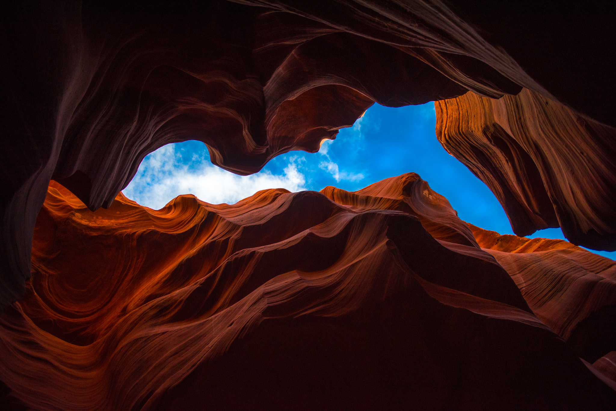 Download mobile wallpaper Sky, Canyon, Earth, Canyons, Arizona, Antelope Canyon for free.