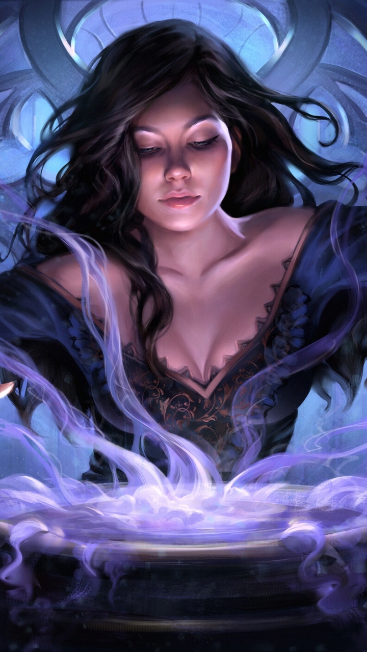 Download mobile wallpaper Magic, Fantasy, Witch, Black Hair for free.