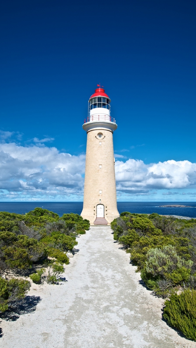 Download mobile wallpaper Sky, Sea, Beach, Ocean, Lighthouse, Cloud, Australia, Man Made for free.