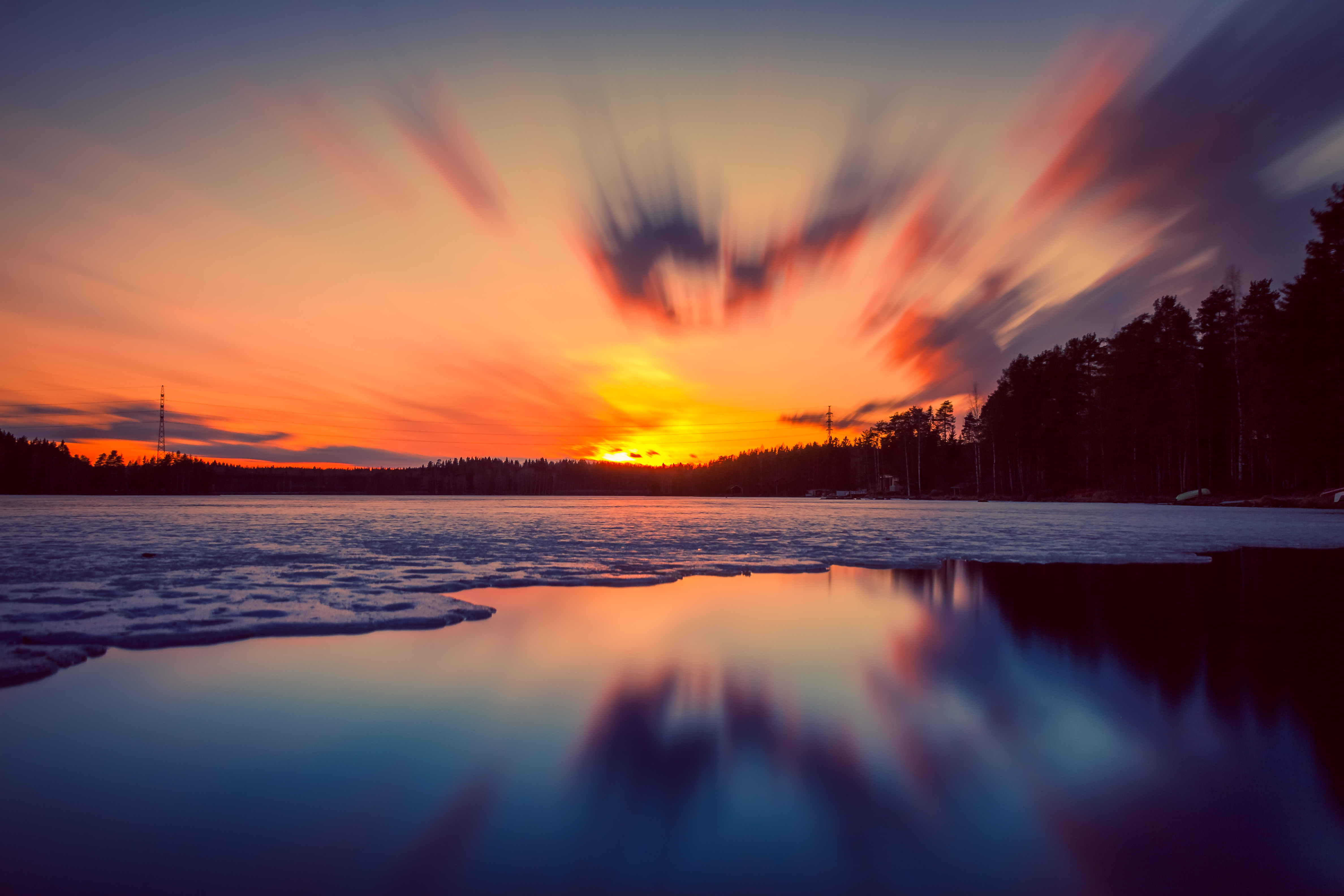 Free download wallpaper Sky, Lake, Nature, Sunset, Ice on your PC desktop