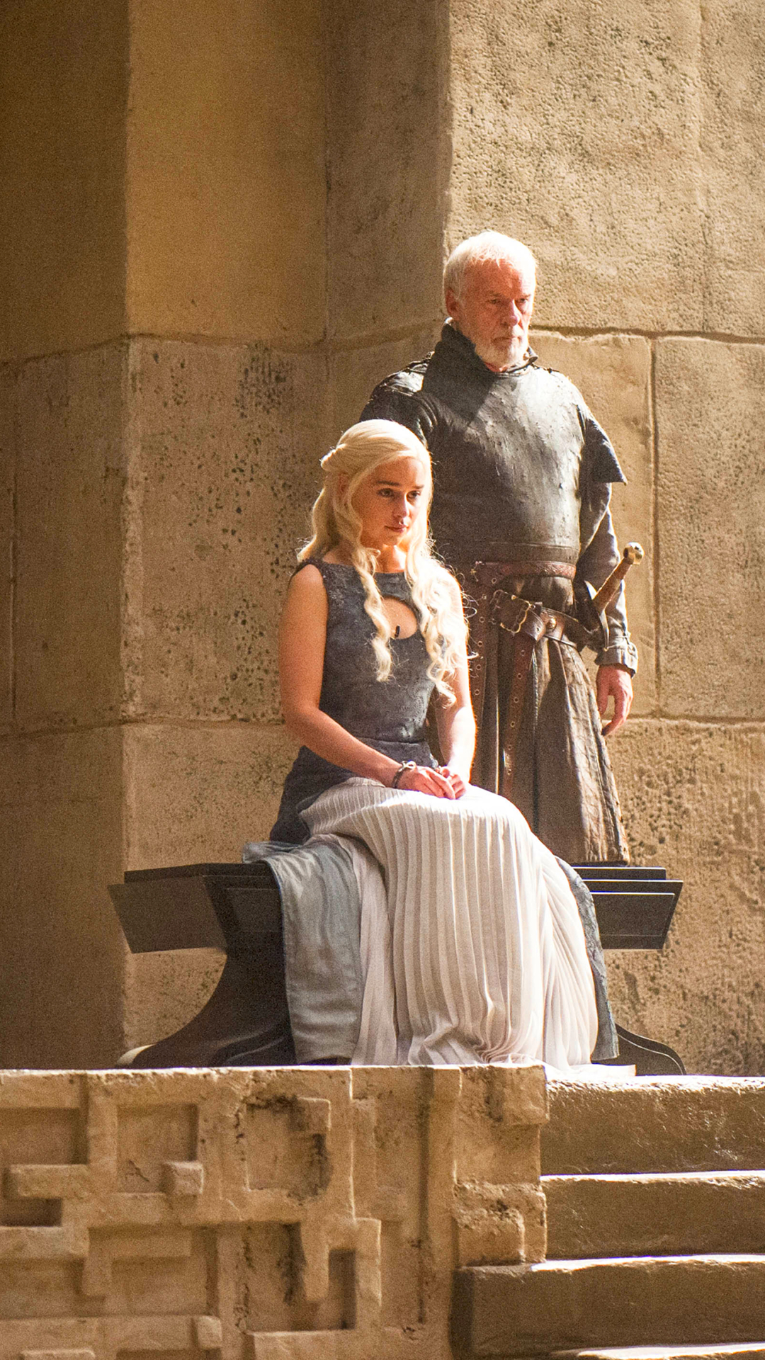 Download mobile wallpaper Game Of Thrones, Tv Show, Daenerys Targaryen, Emilia Clarke, Barristan Selmy for free.
