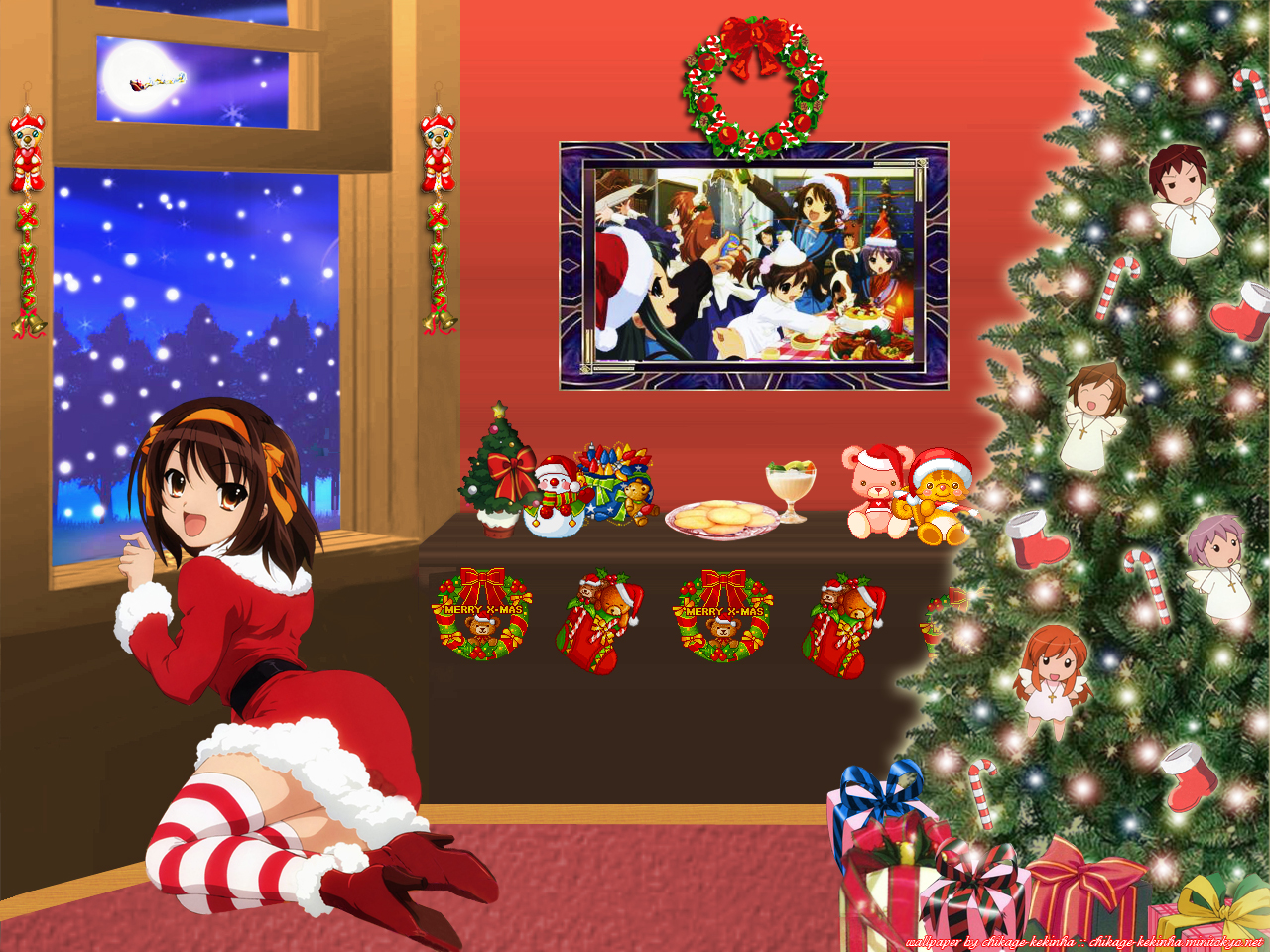 Laden Sie das Weihnachten, Animes, Haruhi Suzumiya, Suzumiya Haruhi No Yūutsu-Bild kostenlos auf Ihren PC-Desktop herunter