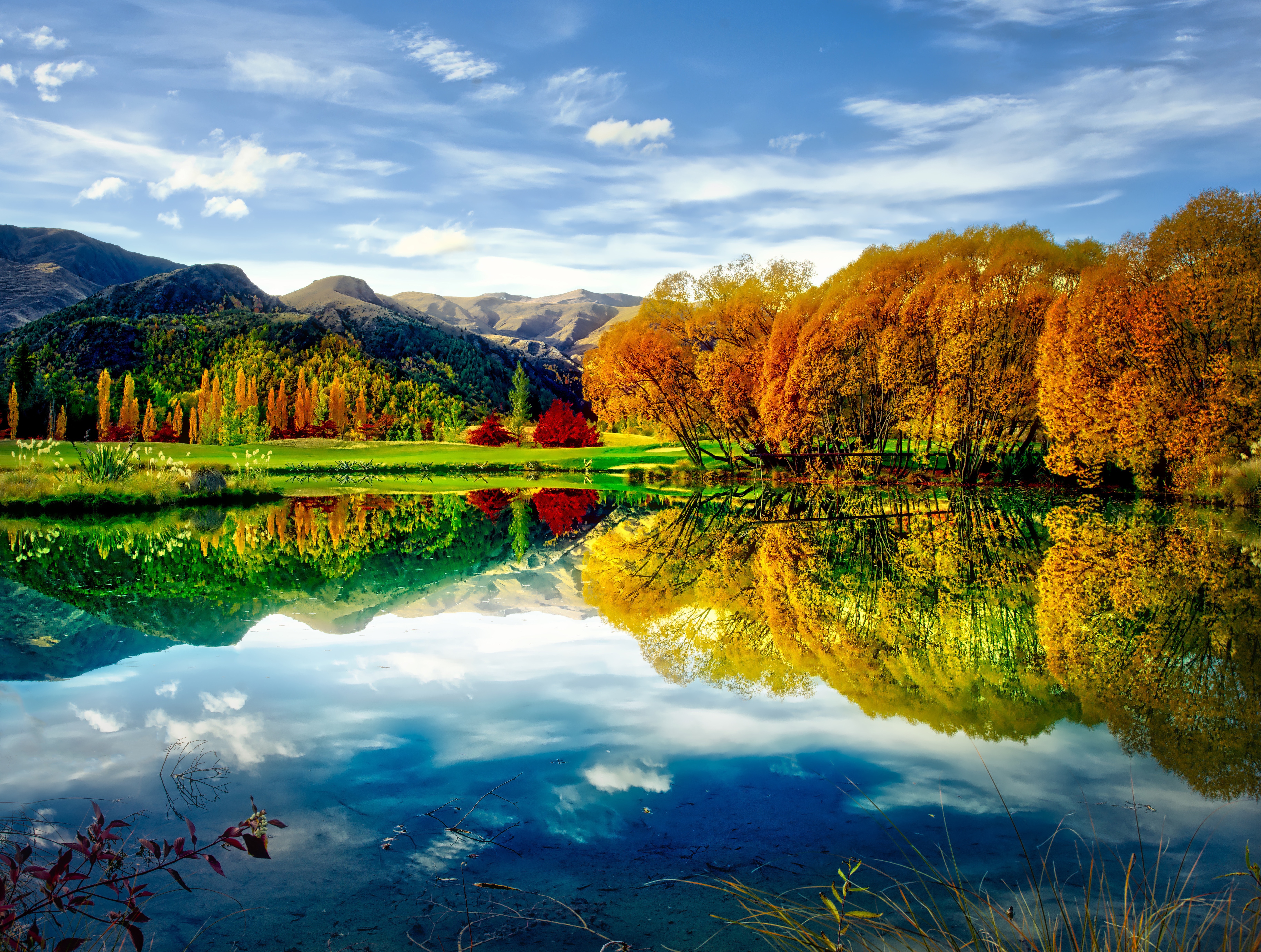 Скачать обои бесплатно Осень, Озеро, Отражение, Ландшафт, Земля/природа картинка на рабочий стол ПК