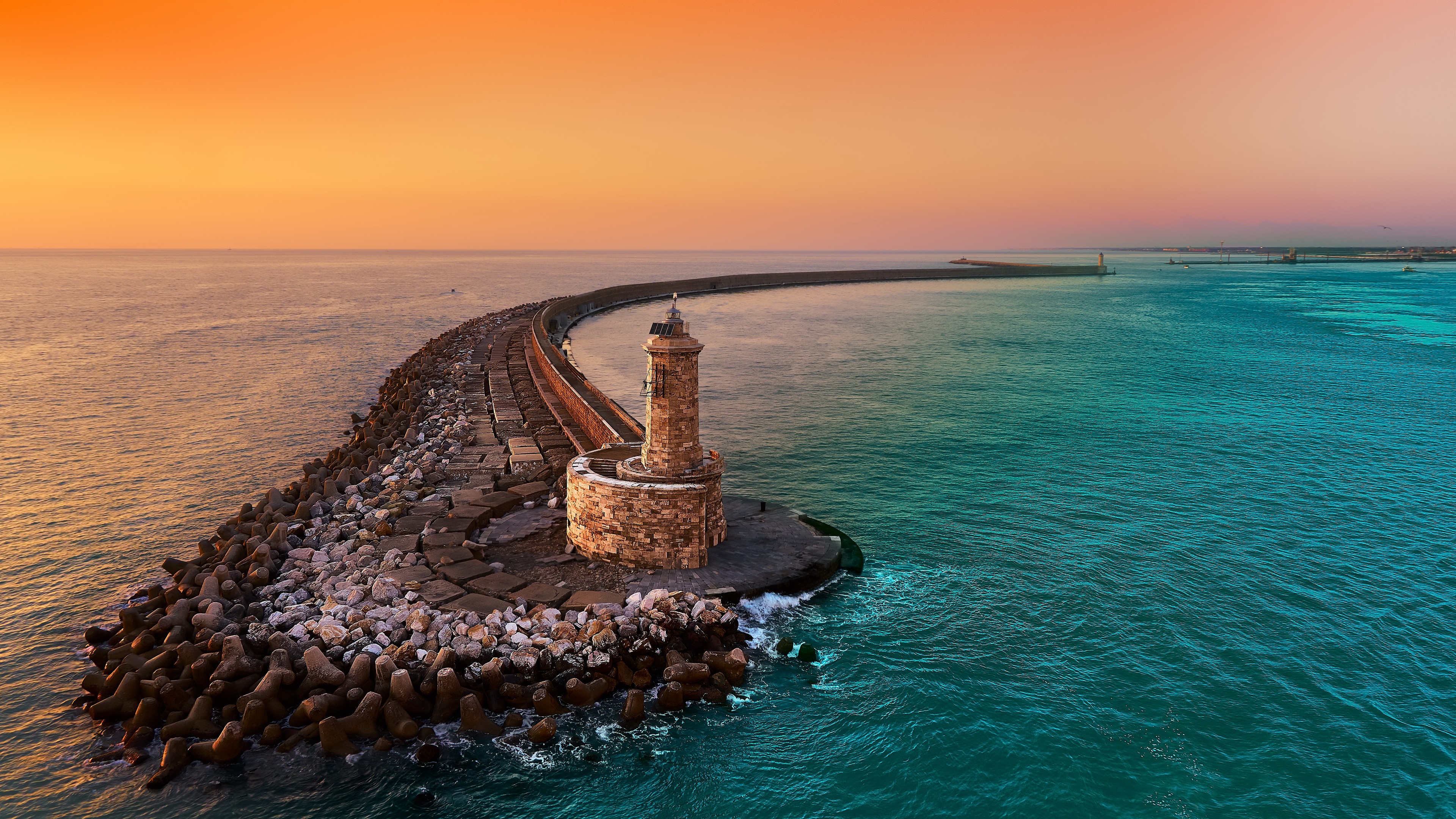 Download mobile wallpaper Ocean, Lighthouse, Man Made for free.