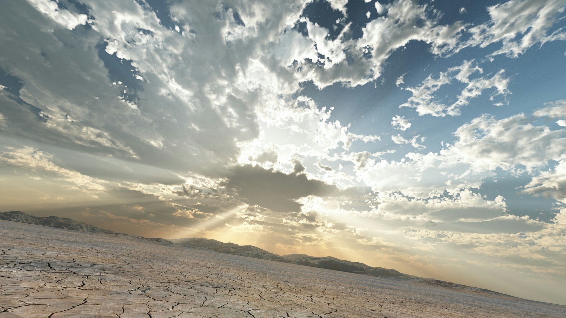 Download mobile wallpaper Landscape, Sky, Desert, Earth, Cloud, Sunbeam for free.
