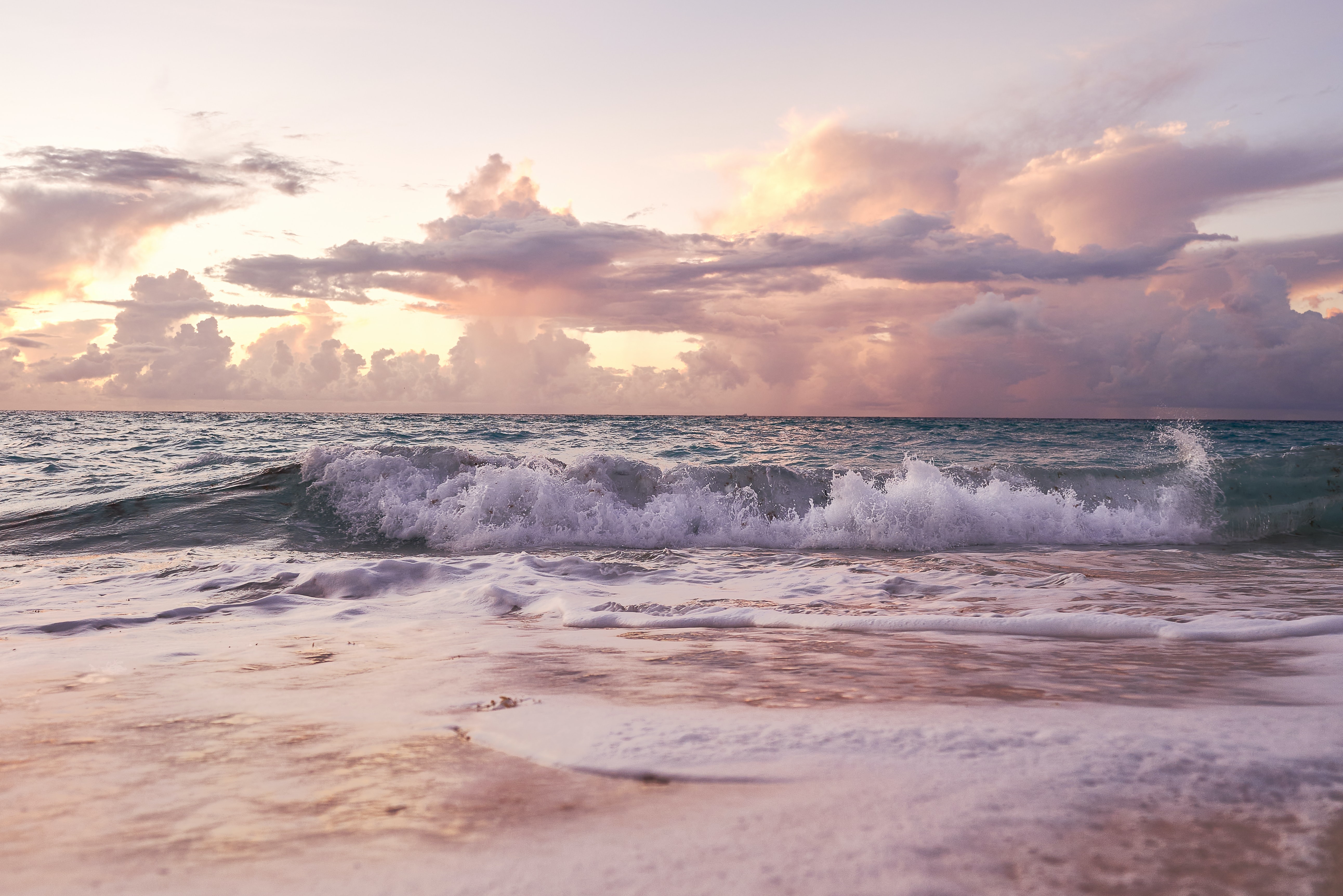 無料モバイル壁紙自然, 波, 地平線, 海岸, 日没をダウンロードします。