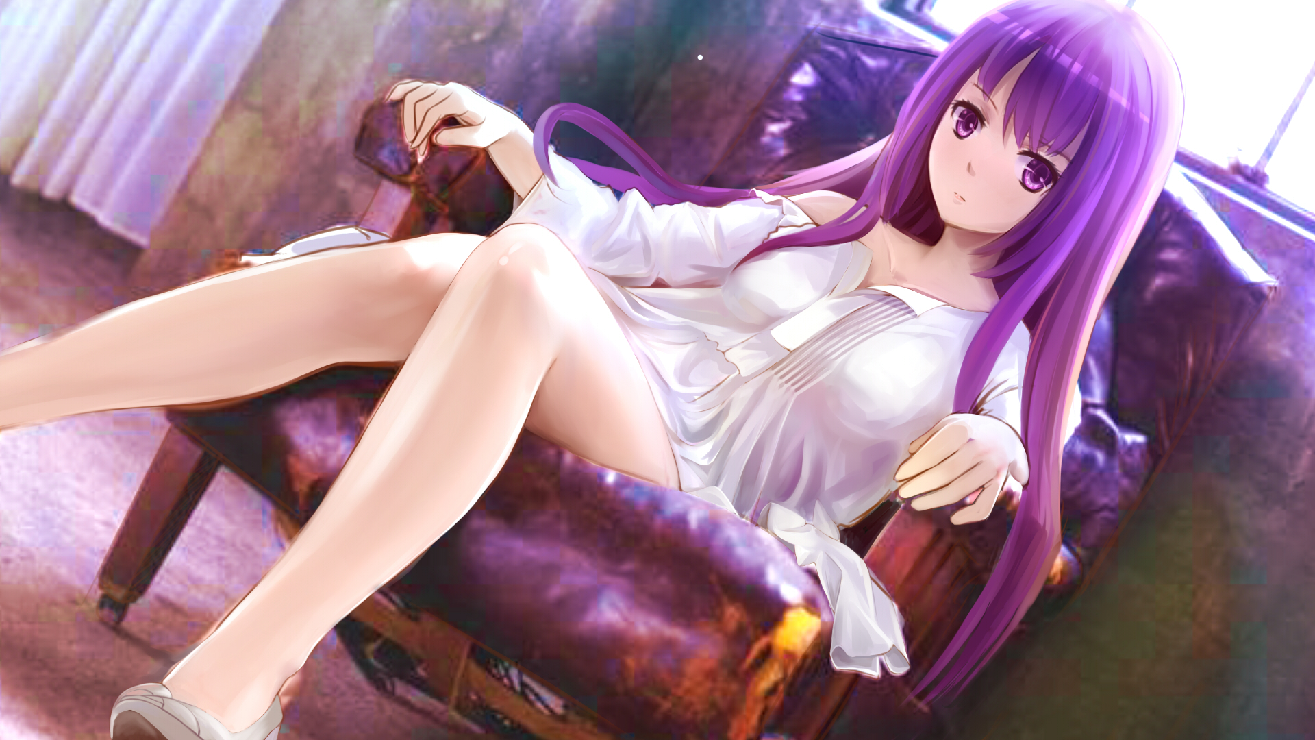Free download wallpaper Anime, Dress, Original, Purple Eyes, Purple Hair on your PC desktop