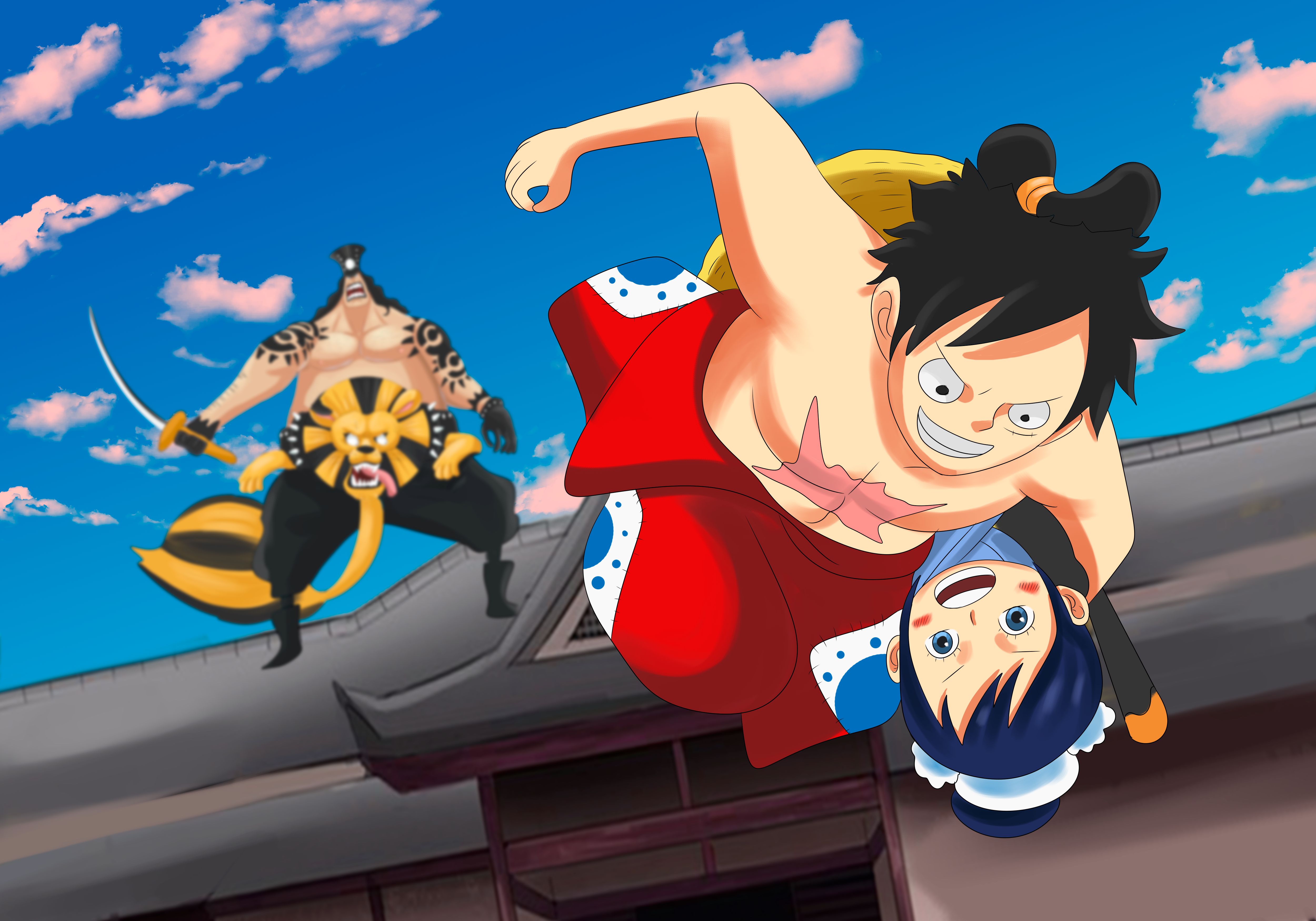 Download mobile wallpaper Anime, One Piece, Monkey D Luffy, O Tama (One Piece), Holdem (One Piece), Kamijiro (One Piece) for free.