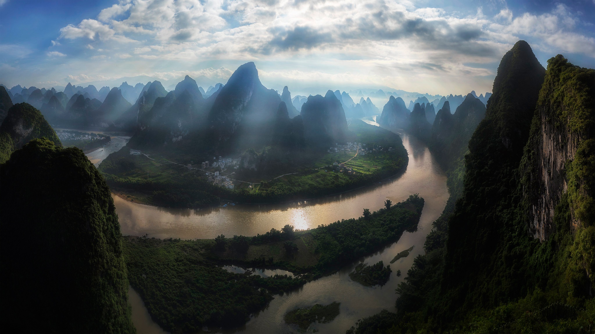 Laden Sie das Landschaft, Fluss, Gebirge, Wolke, China, Fotografie-Bild kostenlos auf Ihren PC-Desktop herunter