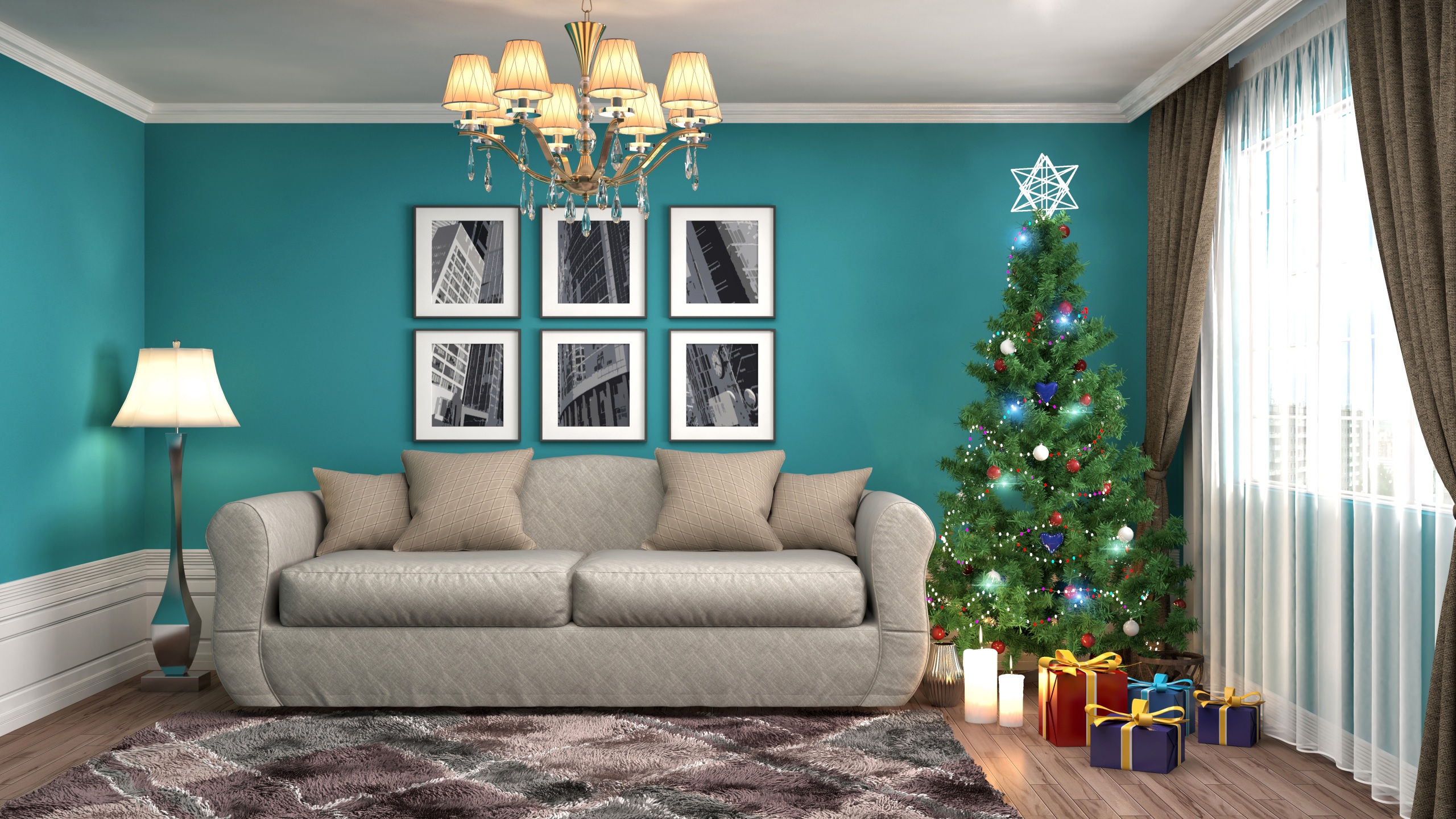Laden Sie das Feiertage, Dekoration, Weihnachten, Geschenk, Weihnachtsbaum, Möbilar-Bild kostenlos auf Ihren PC-Desktop herunter