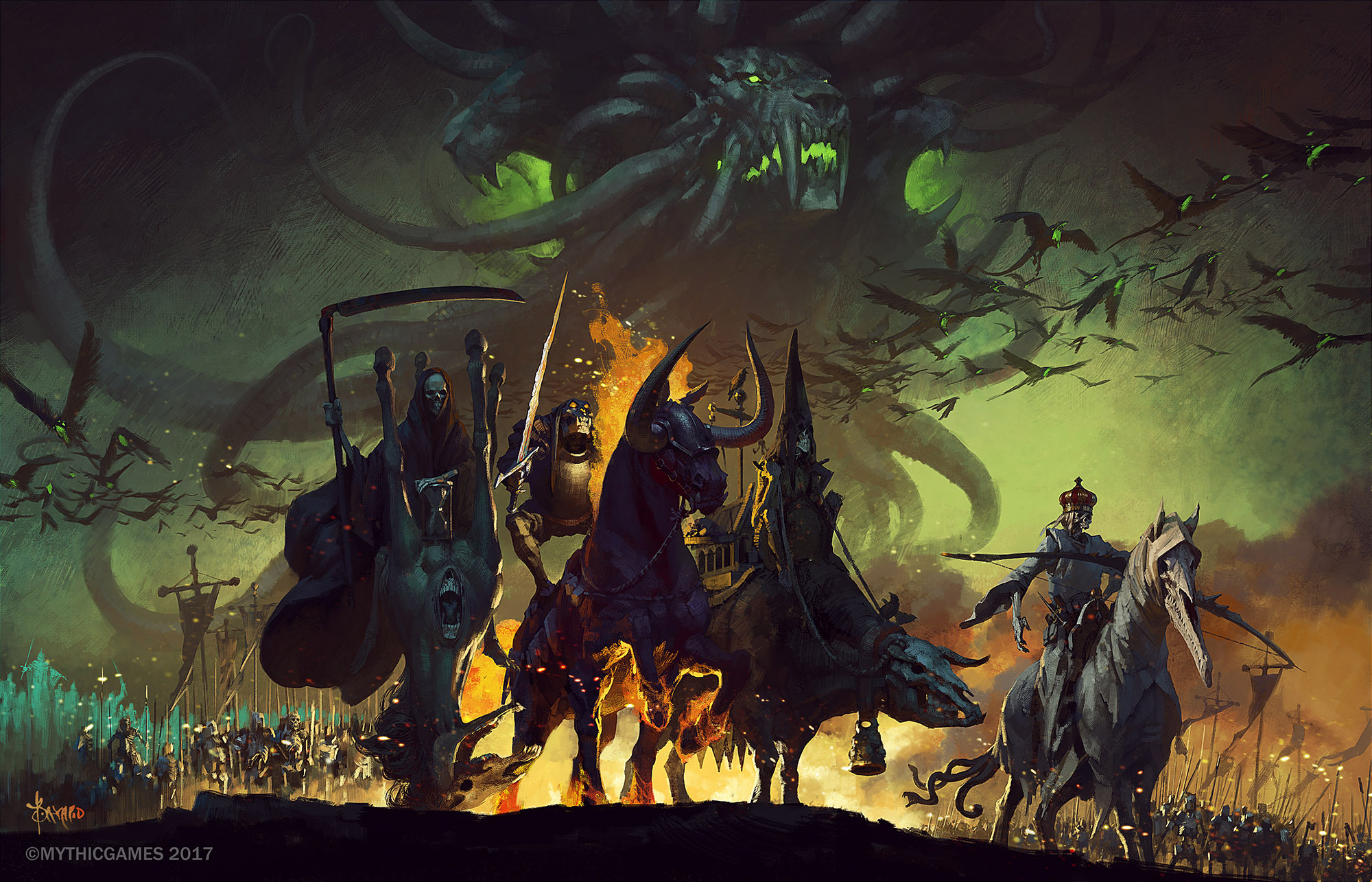 dark, four horsemen of the apocalypse, army, death, demon, undead