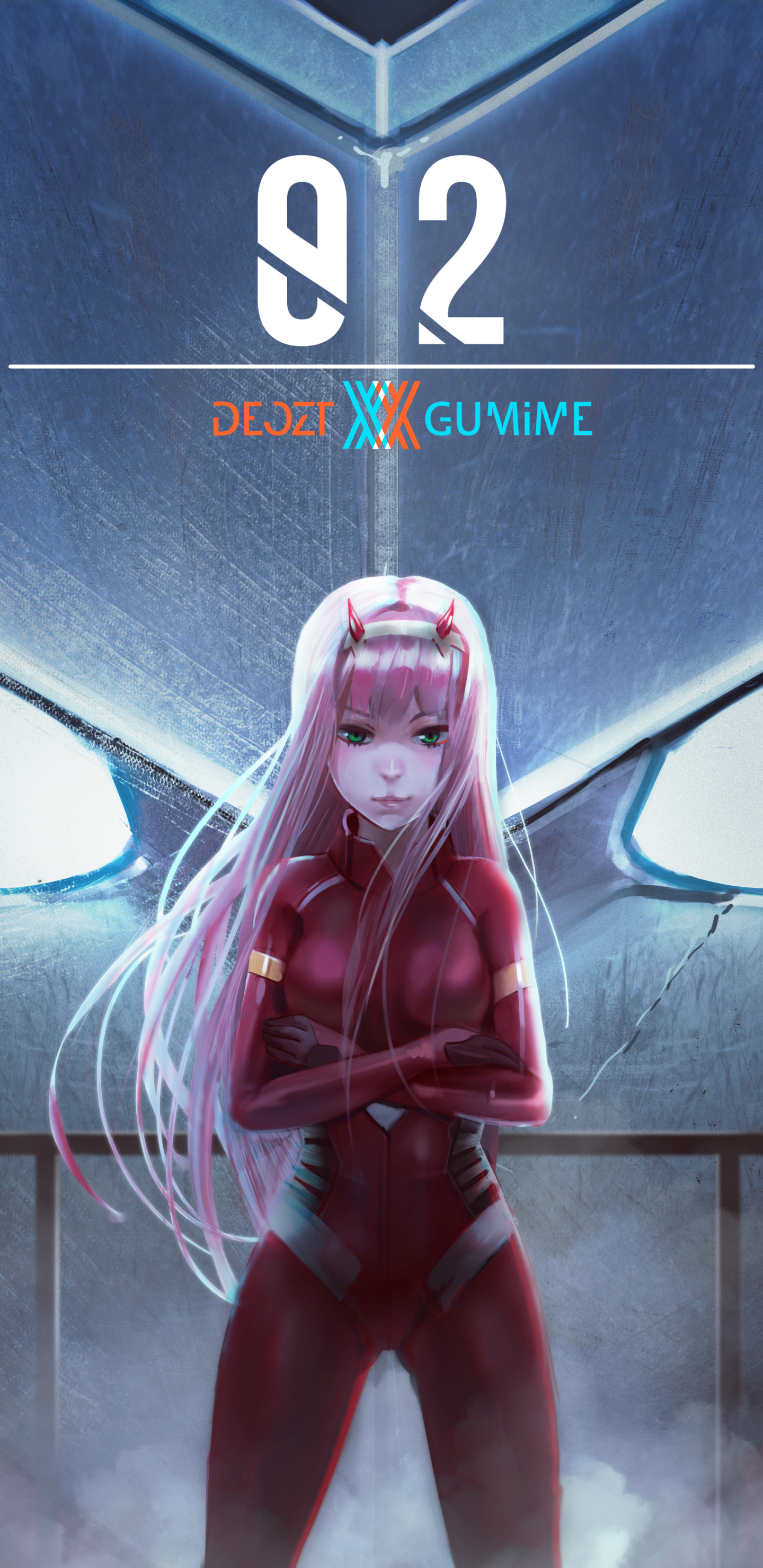 Download mobile wallpaper Anime, Robot, Horns, Uniform, Green Eyes, Pink Hair, Long Hair, Darling In The Franxx, Zero Two (Darling In The Franxx) for free.