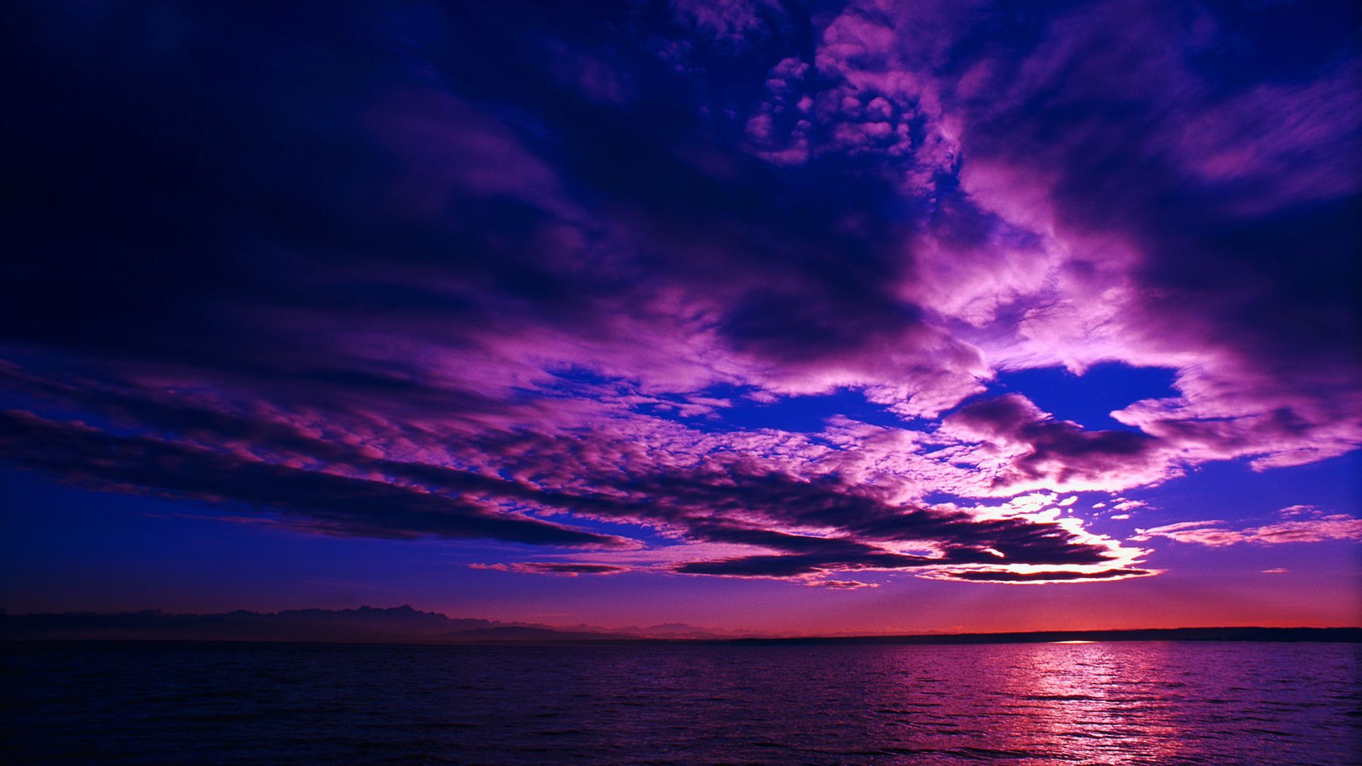 Free download wallpaper Sunset, Sky, Ocean, Earth, Purple, Cloud on your PC desktop