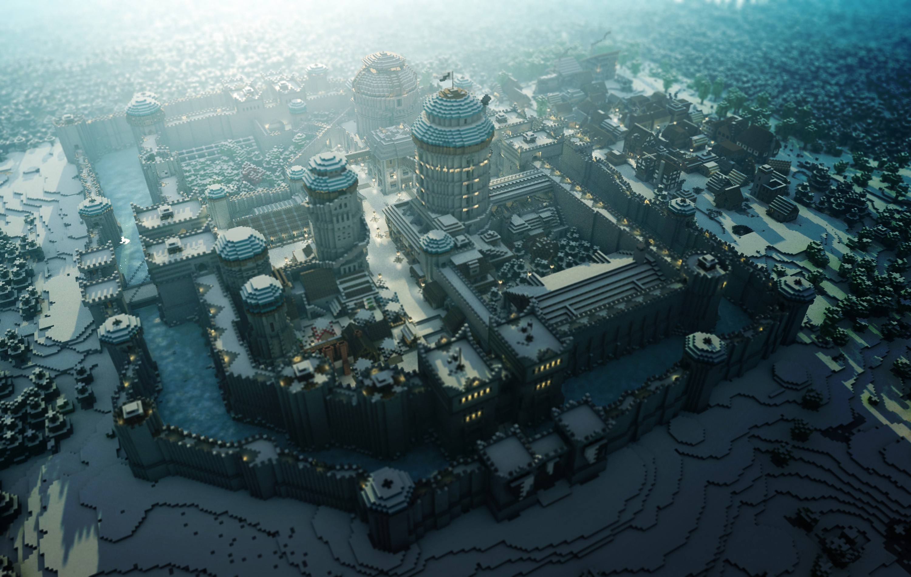 Free download wallpaper Minecraft, City, Building, Video Game, Castle, Mojang on your PC desktop