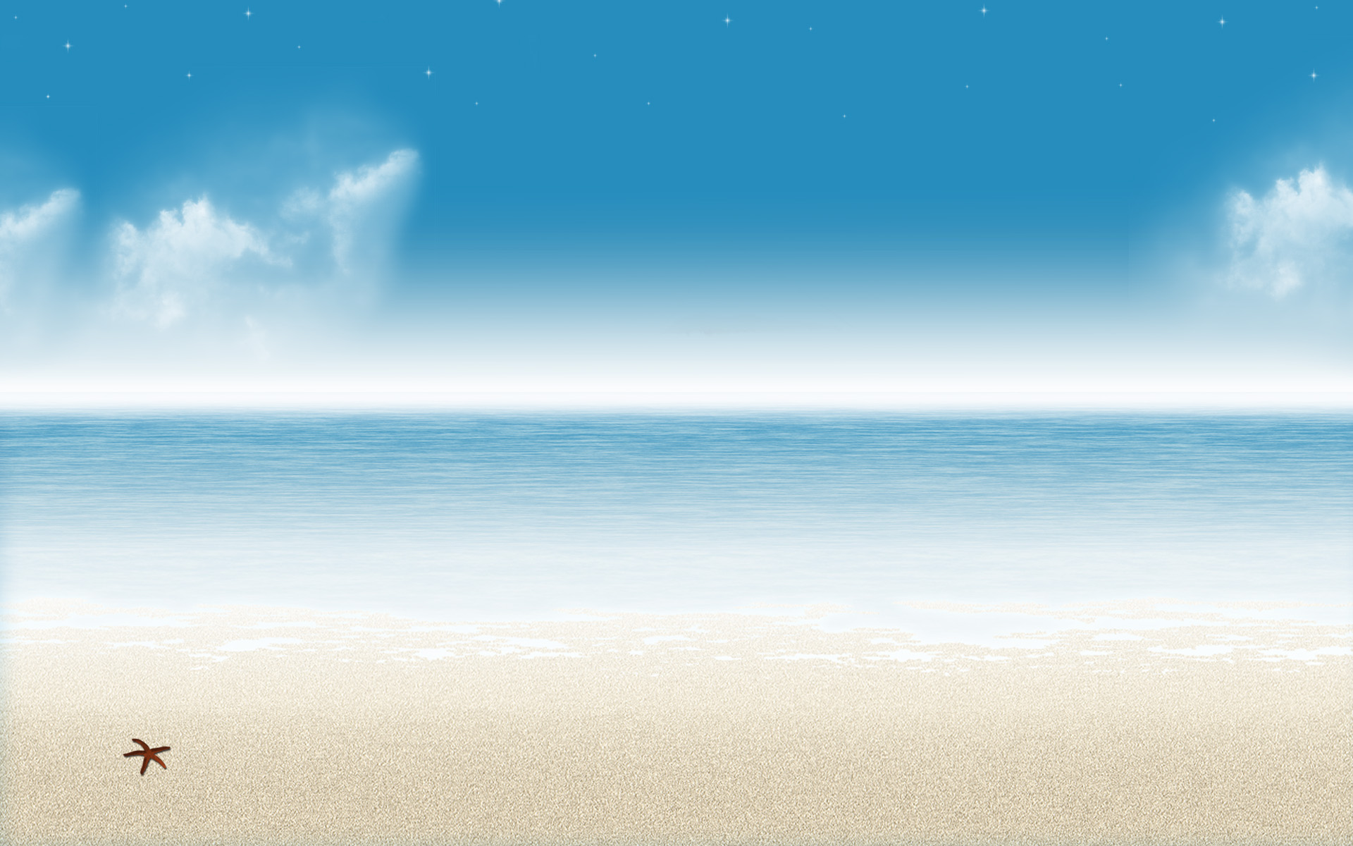 Скачать обои бесплатно Вода, Море, Звезды, Пляж, Песок, 3D, Земля/природа картинка на рабочий стол ПК