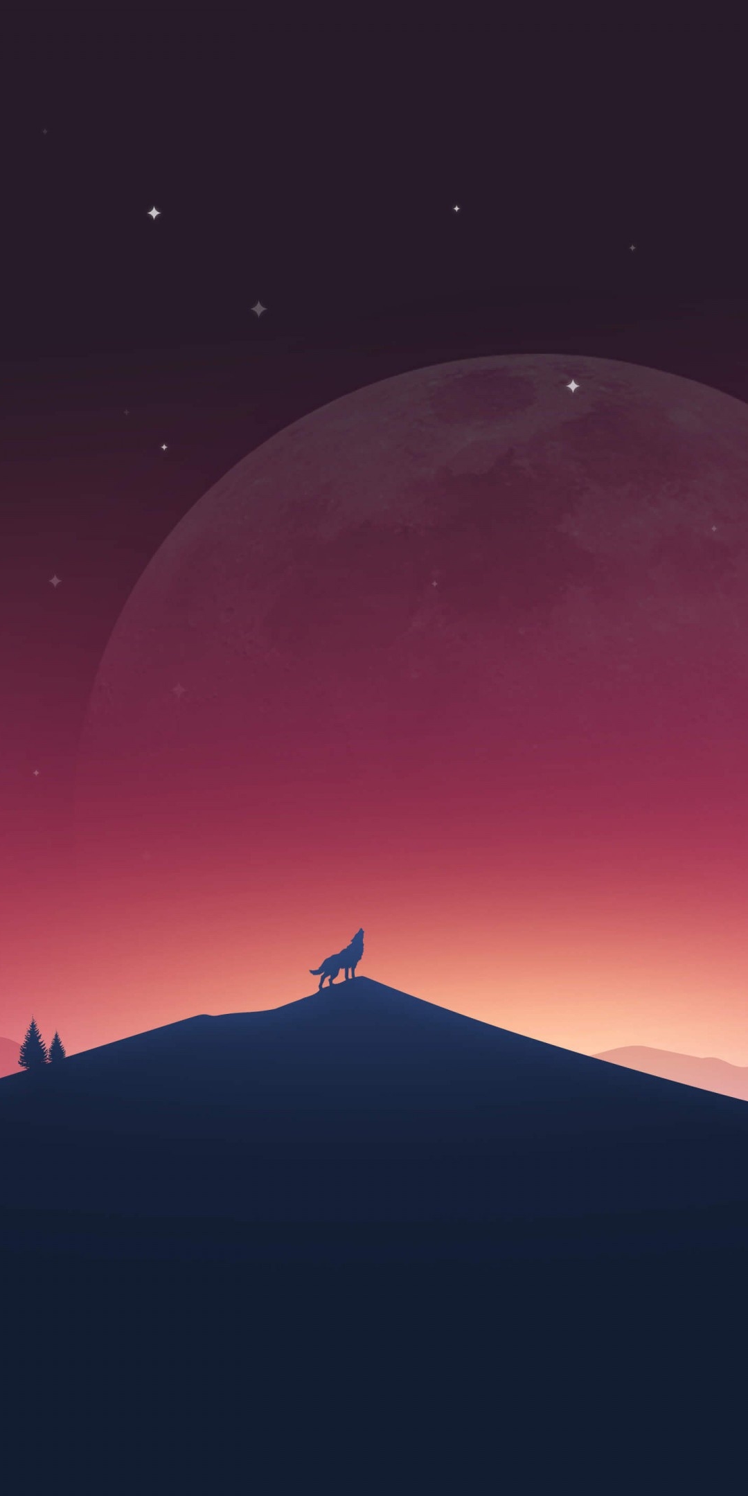Download mobile wallpaper Landscape, Nature, Fantasy, Night, Moon, Silhouette, Wolf, Fantasy Animals for free.