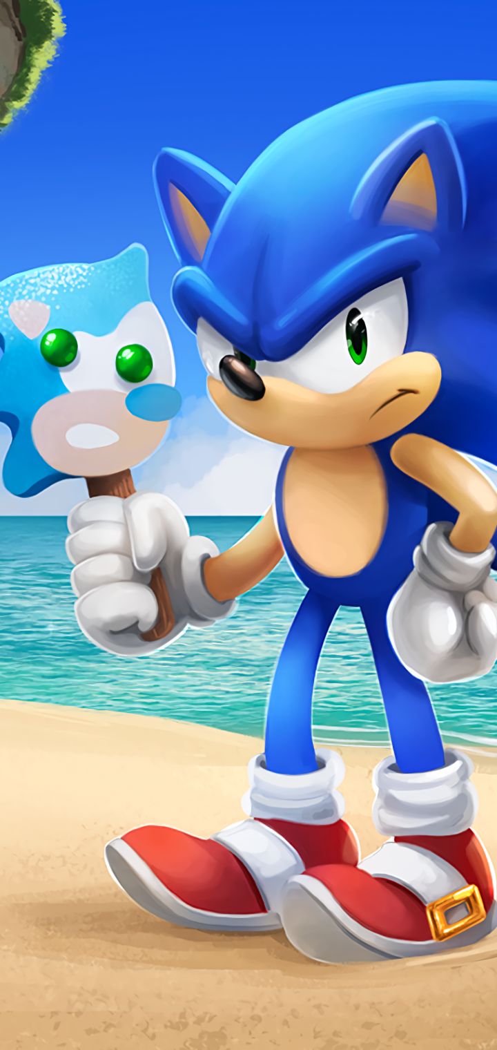 Descarga gratuita de fondo de pantalla para móvil de Playa, Helado, Zapatillas, Ojos Verdes, Videojuego, Sonic The Hedgehog, Sonic.