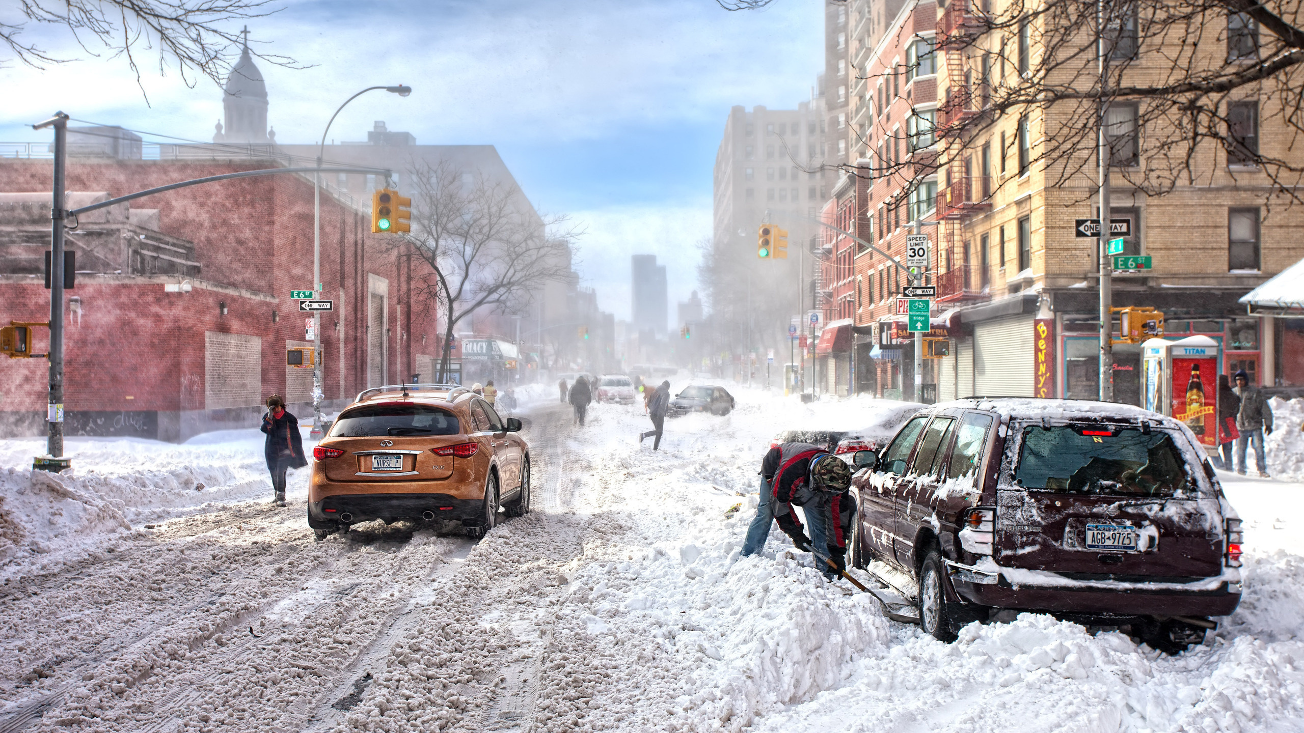 Free download wallpaper Transport, Auto, Winter, Snow, Landscape, Cities on your PC desktop