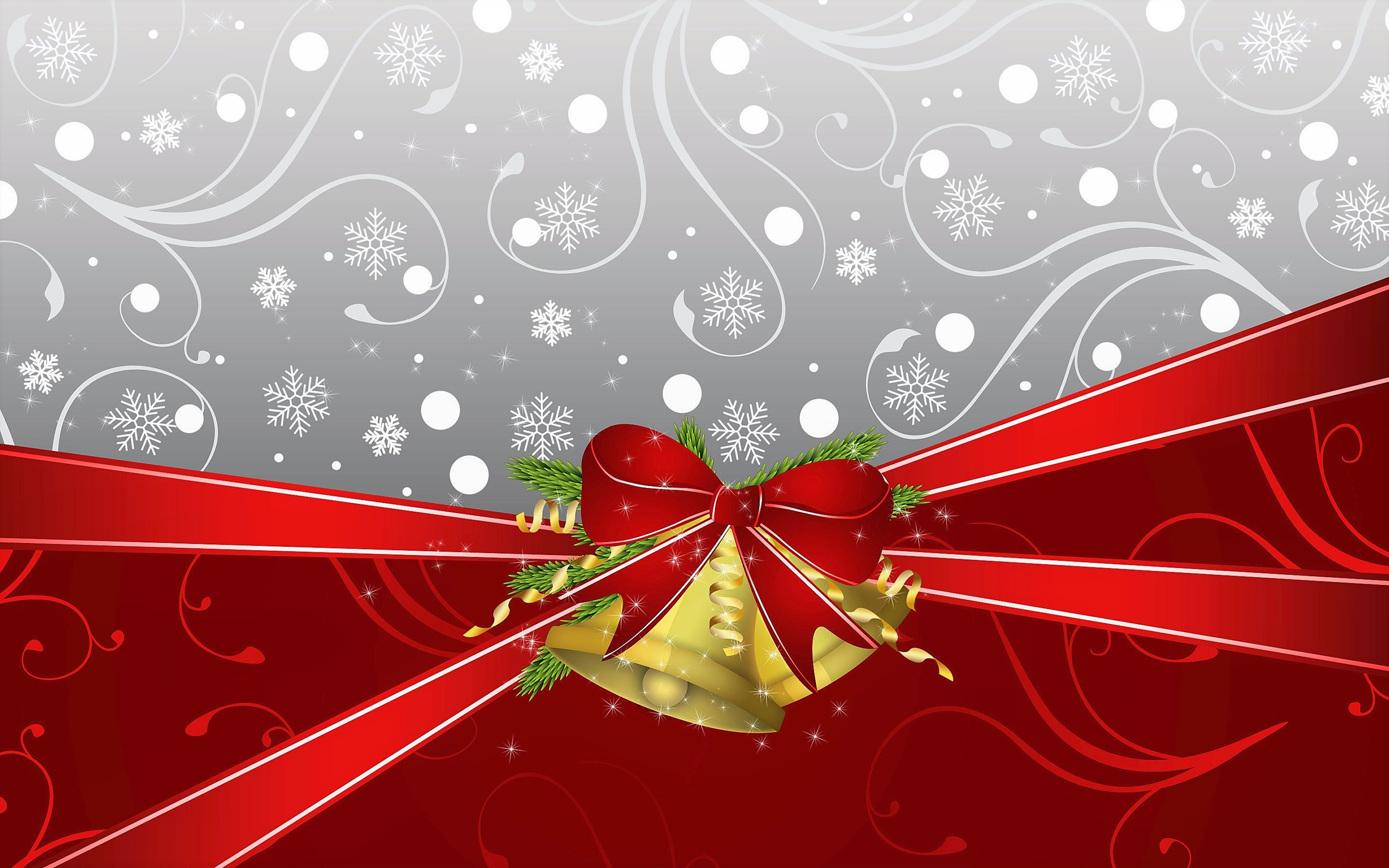 Download mobile wallpaper Gold, Christmas, Holiday, Gift, Decoration, Bell, Ribbon for free.