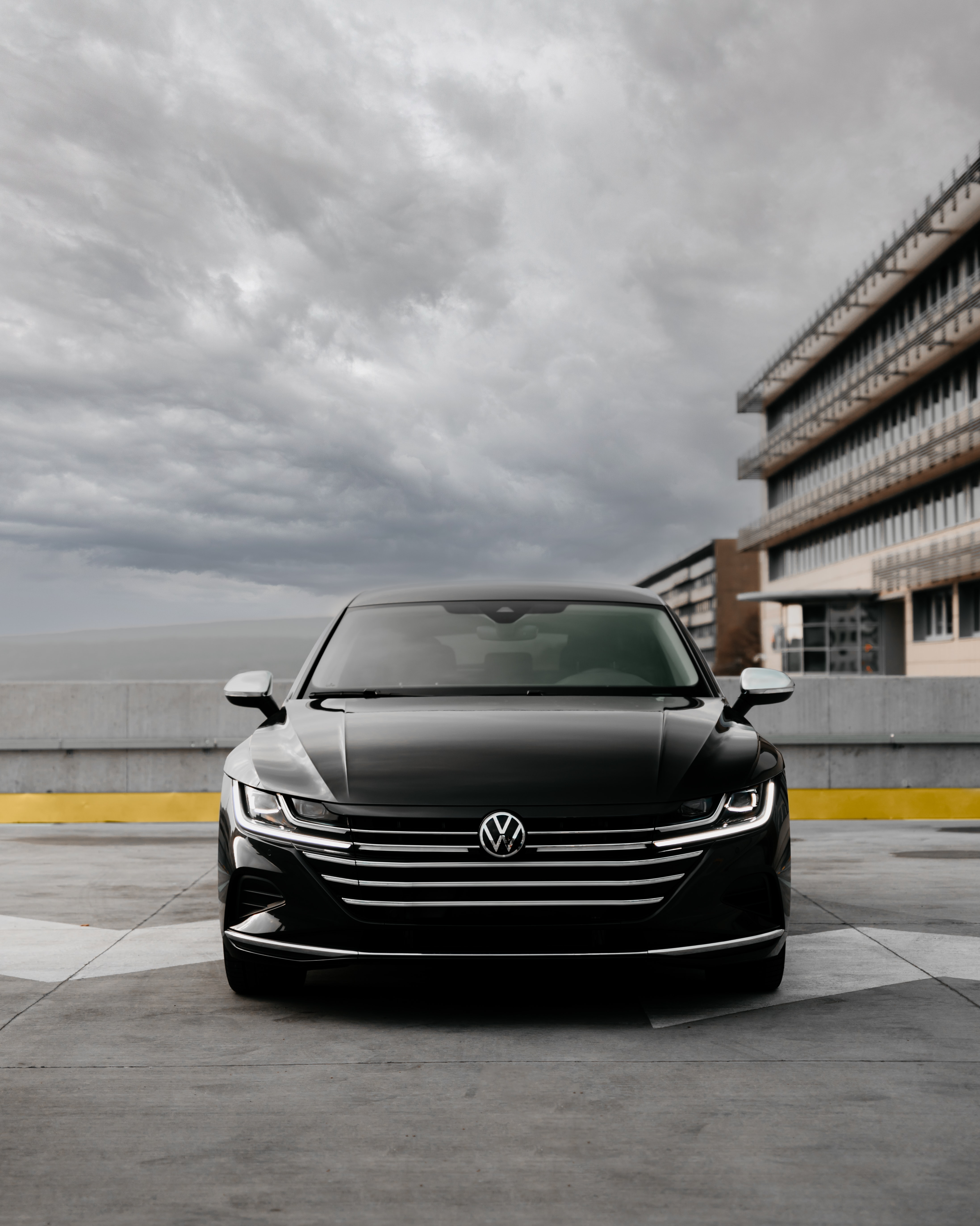 volkswagen, front view, cars, black, car Full HD