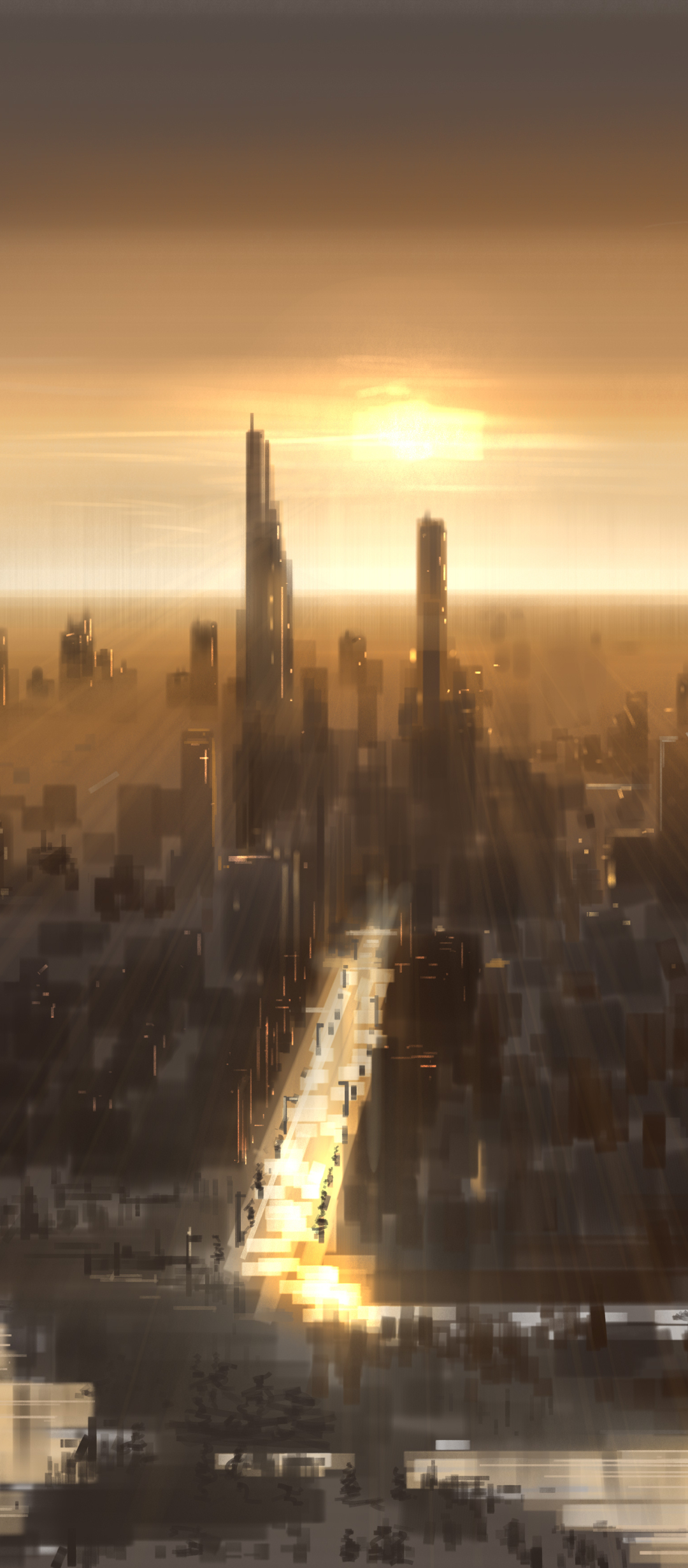 Download mobile wallpaper Sunset, City, Sci Fi for free.