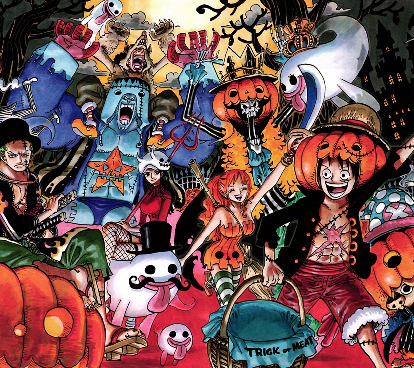 Download mobile wallpaper Anime, Halloween, Holiday, One Piece, Tony Tony Chopper, Usopp (One Piece), Roronoa Zoro, Monkey D Luffy, Nami (One Piece), Sanji (One Piece), Brook (One Piece), Nico Robin, Franky (One Piece) for free.