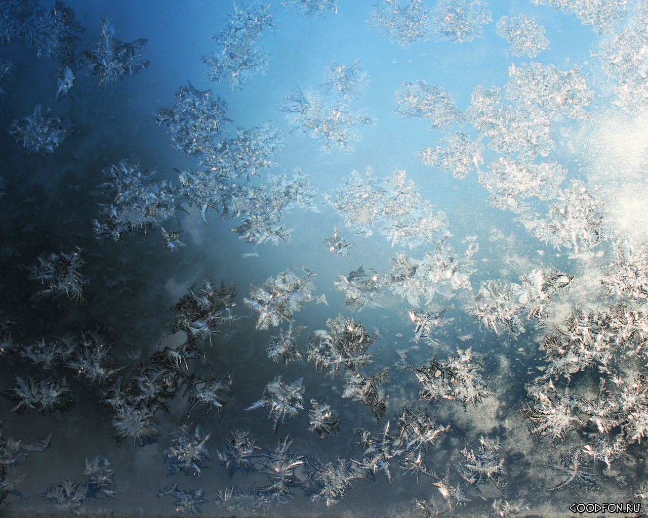 snowflakes, background, ice, blue 8K
