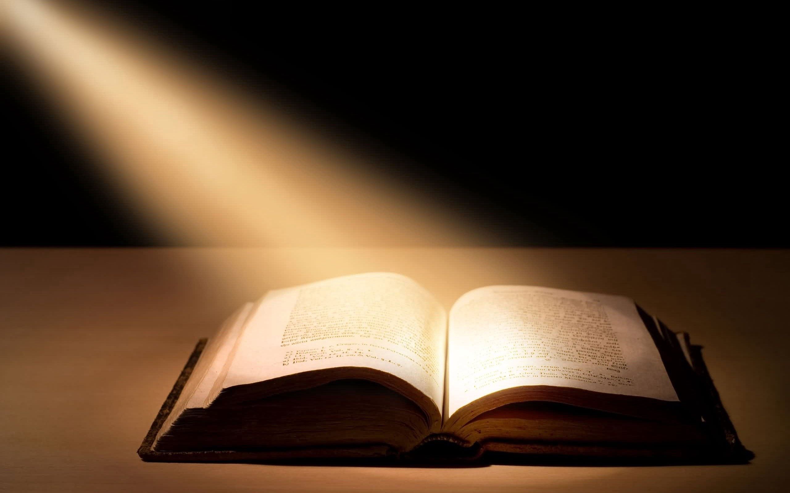 book, table, dark, shine, light, pages, page Full HD