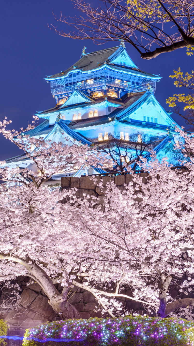 Скачати мобільні шпалери Замки, Японія, Весна, Осака, Створено Людиною, Замок Осака безкоштовно.