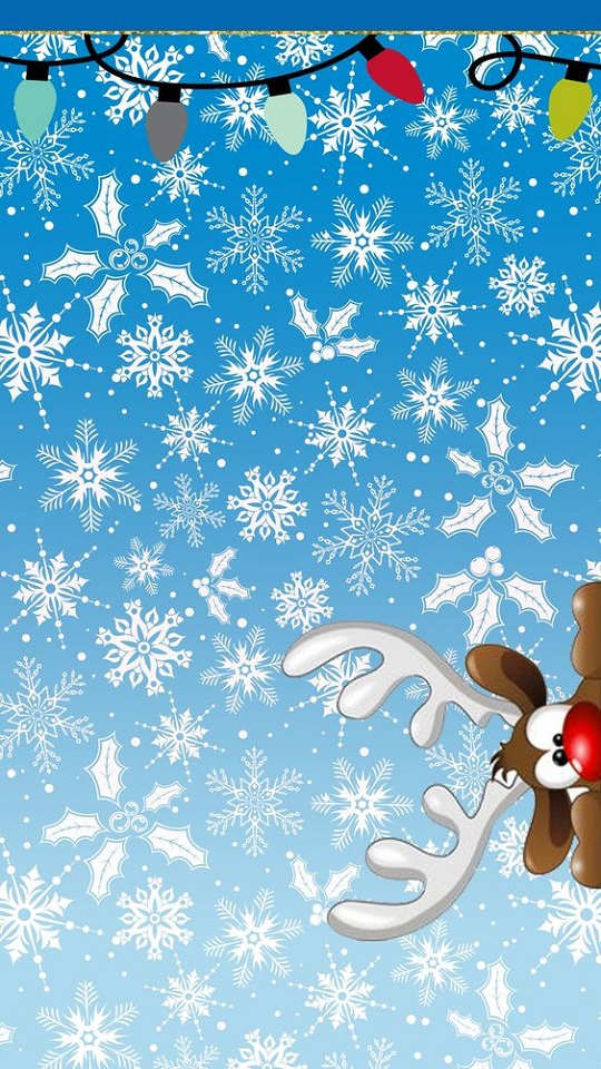 Handy-Wallpaper Feiertage, Schnee, Weihnachten, Schneeflocke, Weihnachtsbeleuchtung, Rentier, Rudolf (Rentier) kostenlos herunterladen.