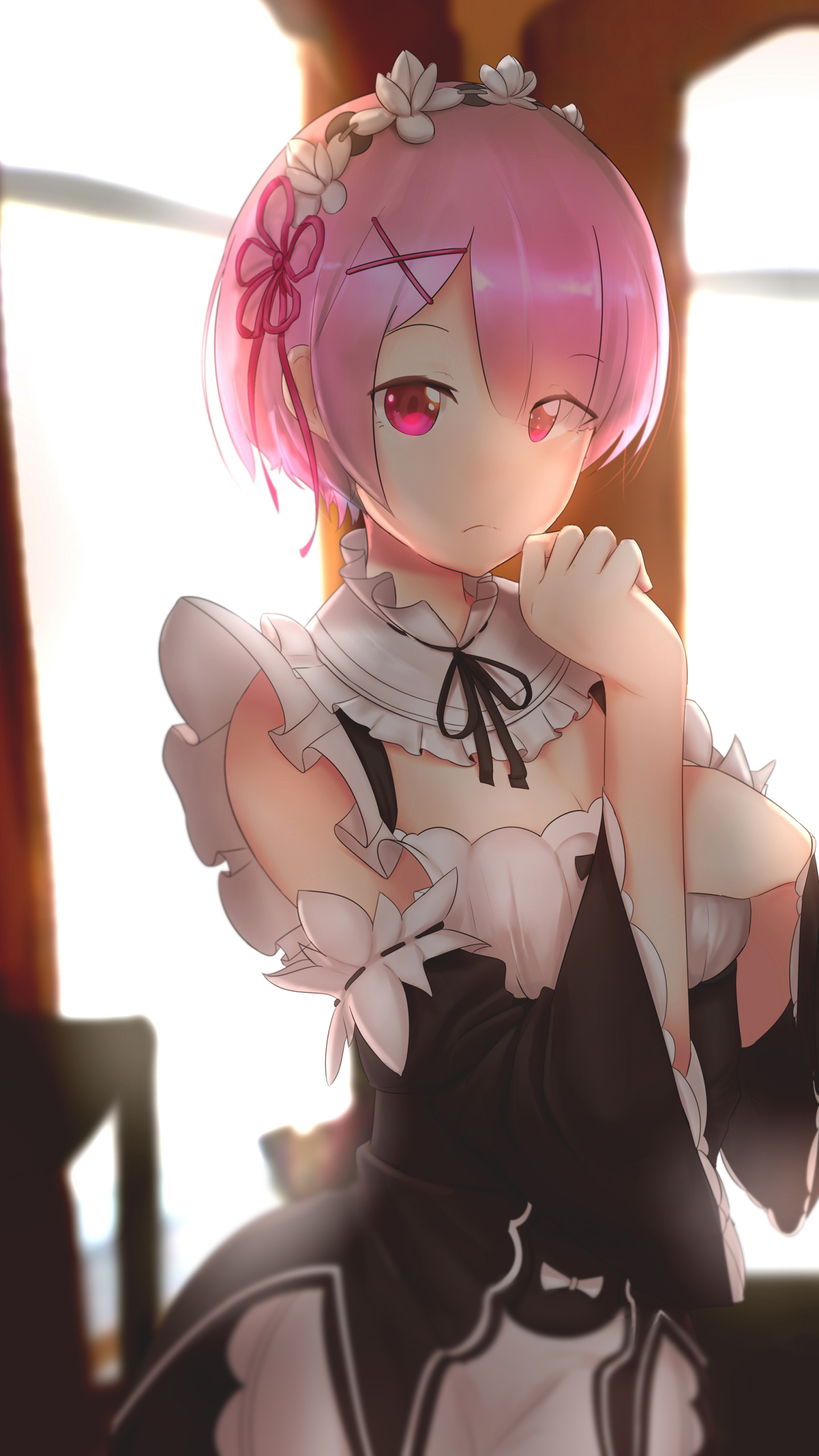 Handy-Wallpaper Pinkes Haar, Animes, Kurzes Haar, Rosa Augen, Re:zero Das Leben In Einer Anderen Welt Beginnen, Widder (Re:zero) kostenlos herunterladen.