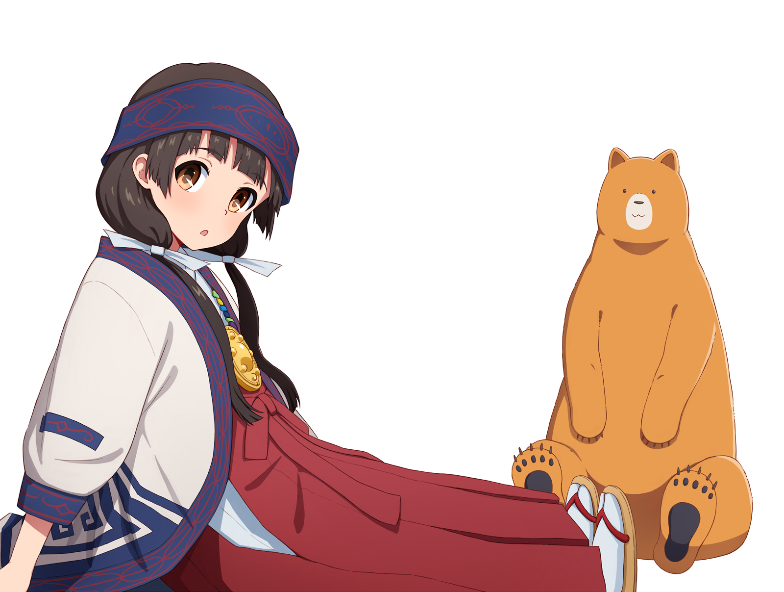 757338 baixar papel de parede anime, kuma miko: a garota conhece o urso, urso, arco (roupas), cabelo castanho, arco de cabelo, roupas japonesas, cabelo longo, machi amayadori, natsu kumai, olhos amarelos - protetores de tela e imagens gratuitamente