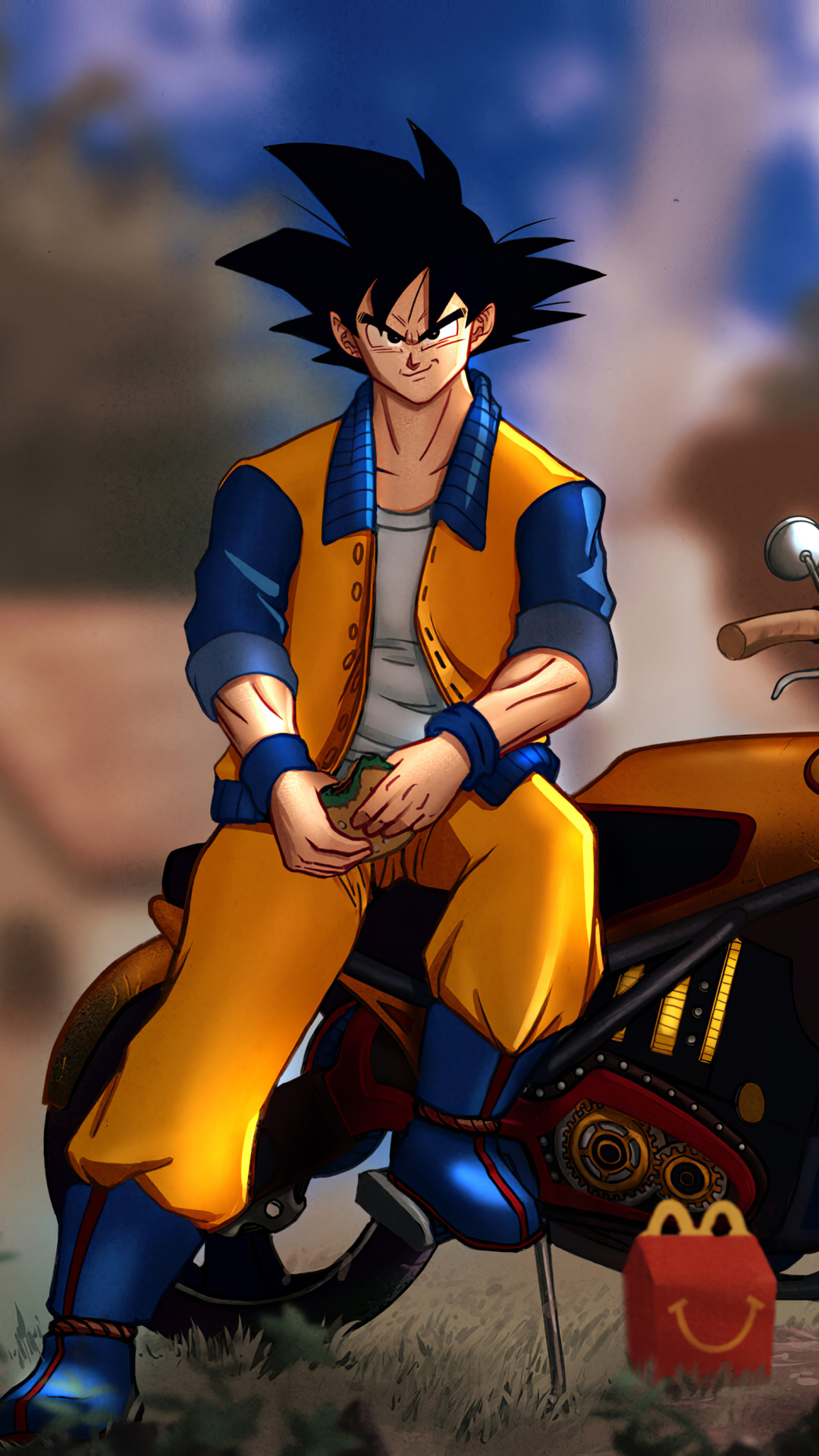 Download mobile wallpaper Anime, Motorcycle, Dragon Ball, Goku for free.