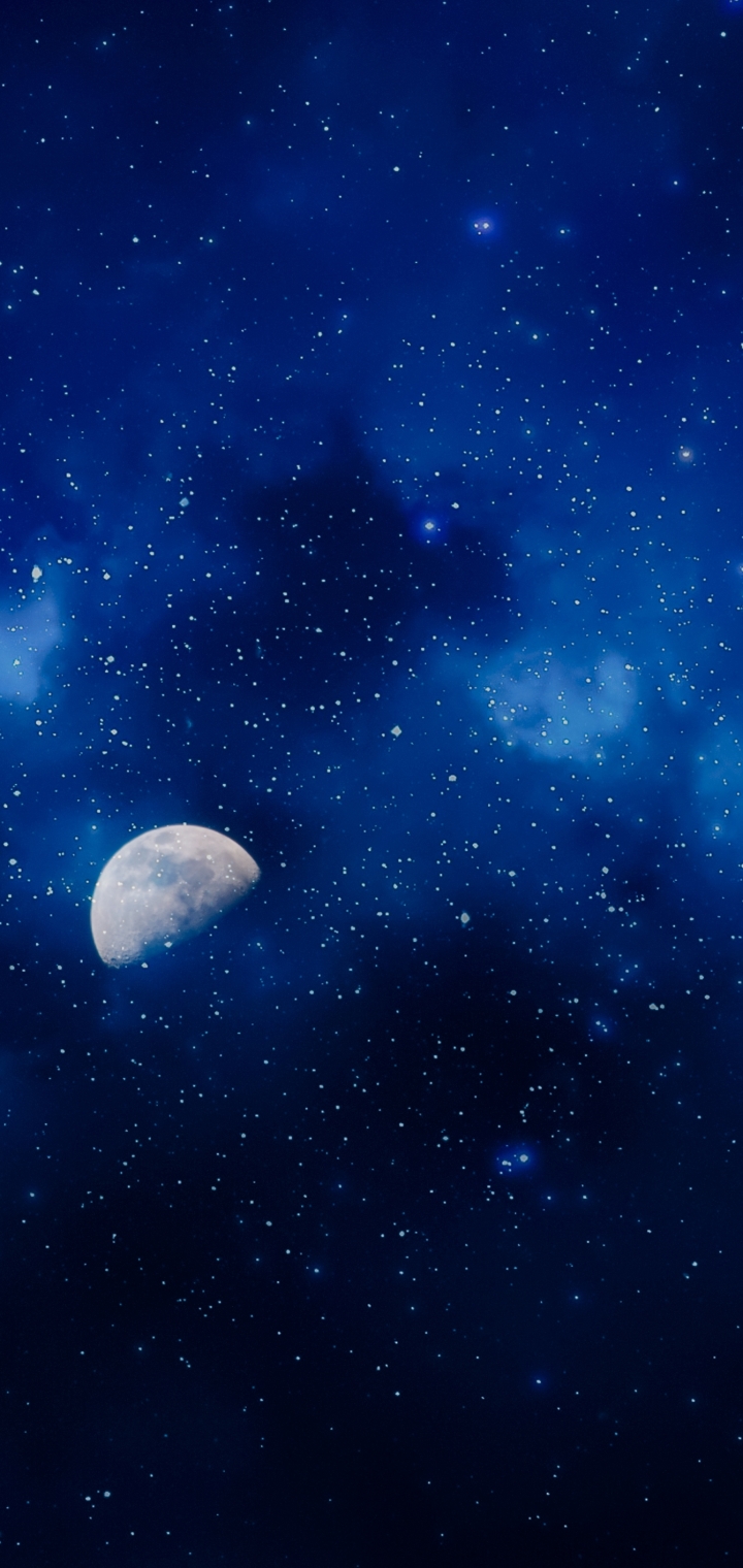 Скачать картинку Луна, Синий, Пространство, Научная Фантастика в телефон бесплатно.