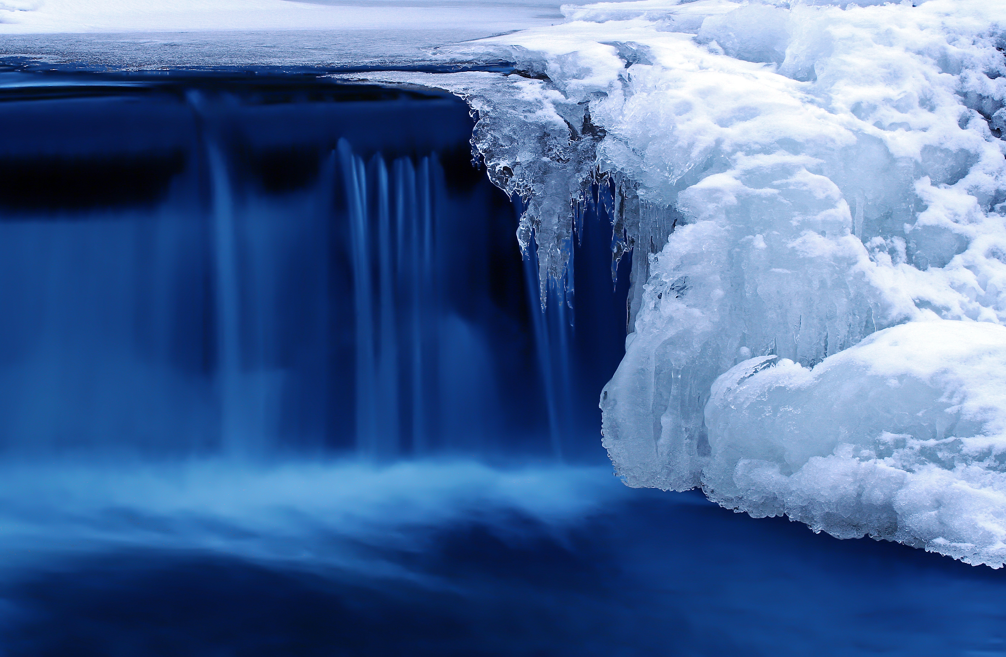 Download mobile wallpaper Nature, Waterfall, Winter, Rivers for free.