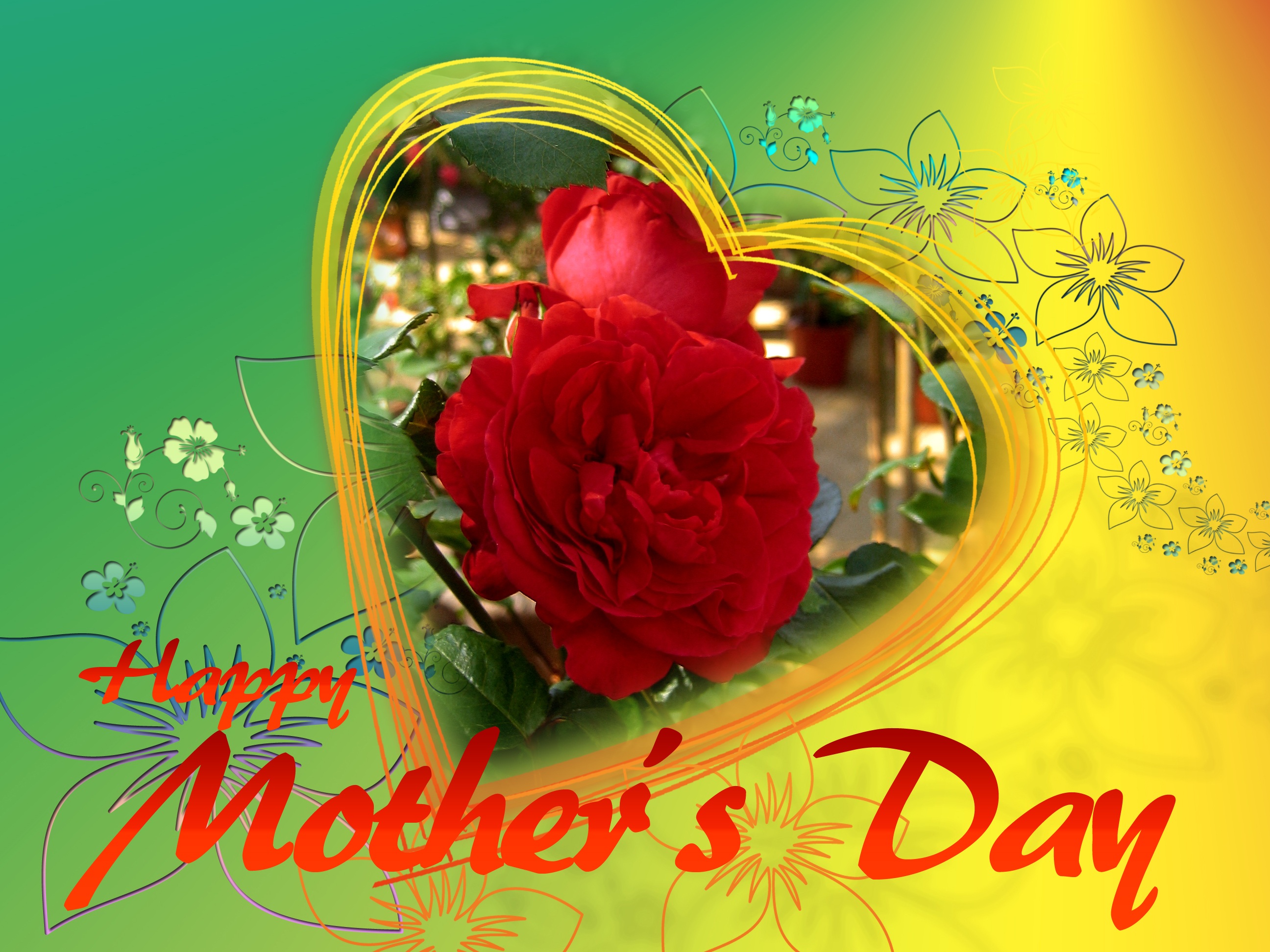 Скачать обои бесплатно Цветок, Роза, Сердце, Праздничные, Красный Цветок, День Матери картинка на рабочий стол ПК