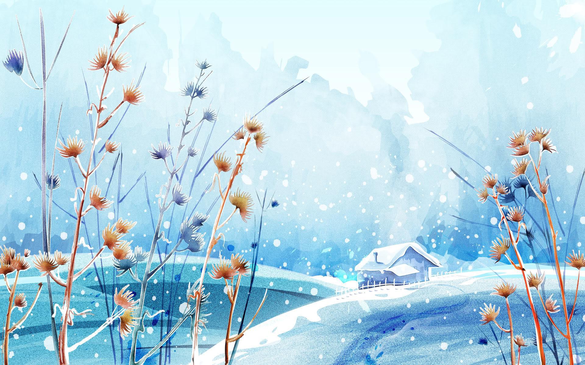 winter, pictures, turquoise Panoramic Wallpaper