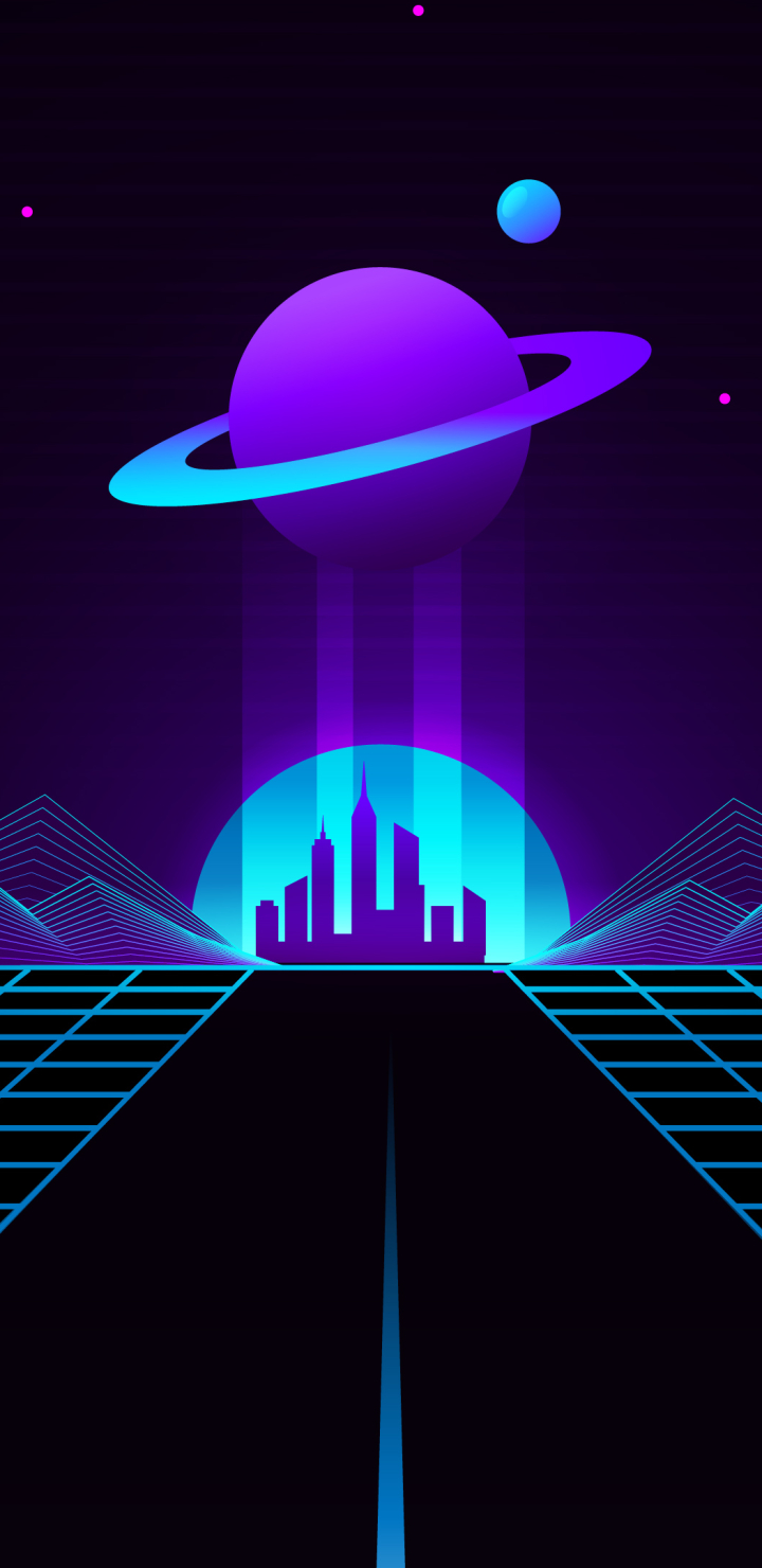Download mobile wallpaper Planet, Artistic, Synthwave, Retro Wave for free.