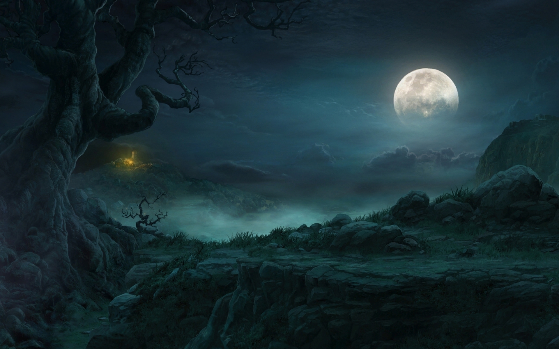 Free download wallpaper Night, Landscape, Fantasy on your PC desktop