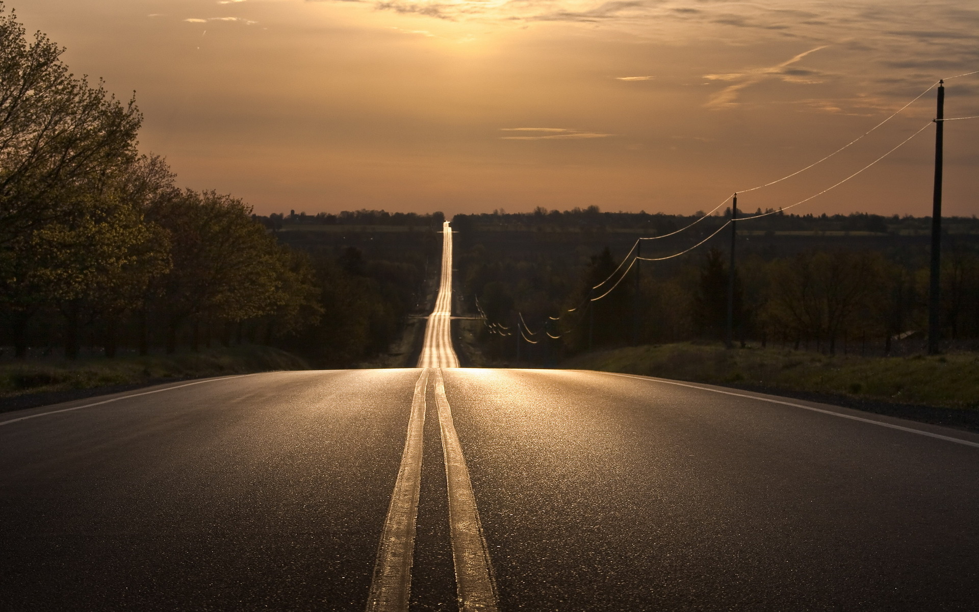 Handy-Wallpaper Landschaft, Straße, Sonnenaufgang, Szene, Menschengemacht kostenlos herunterladen.