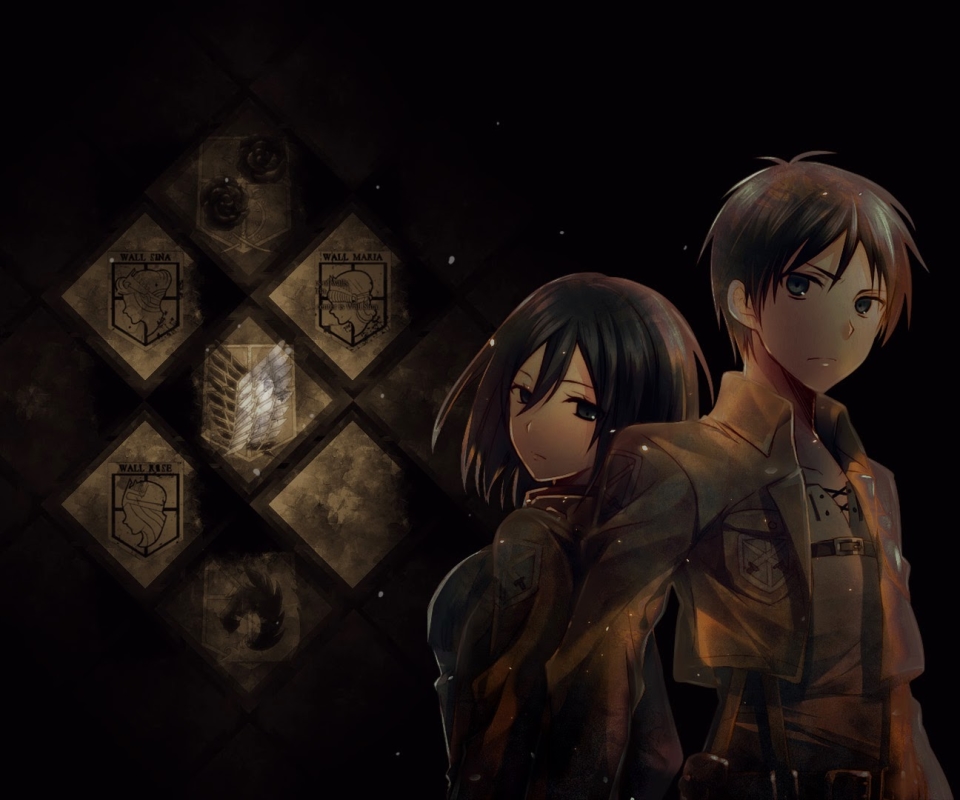 Download mobile wallpaper Anime, Eren Yeager, Mikasa Ackerman, Attack On Titan for free.