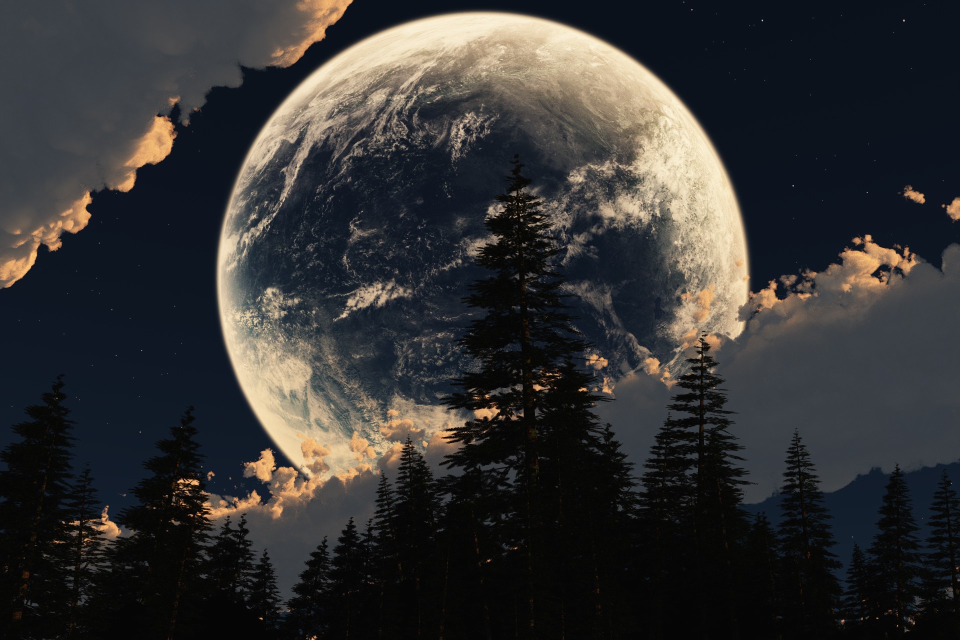 Free download wallpaper Sky, Moon, Forest, Tree, Earth, Cloud on your PC desktop