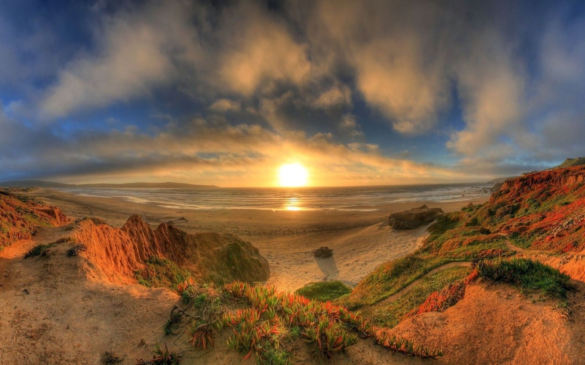 Download mobile wallpaper Sunset, Sea, Beach, Horizon, Ocean, Earth, Cloud, Coastline for free.