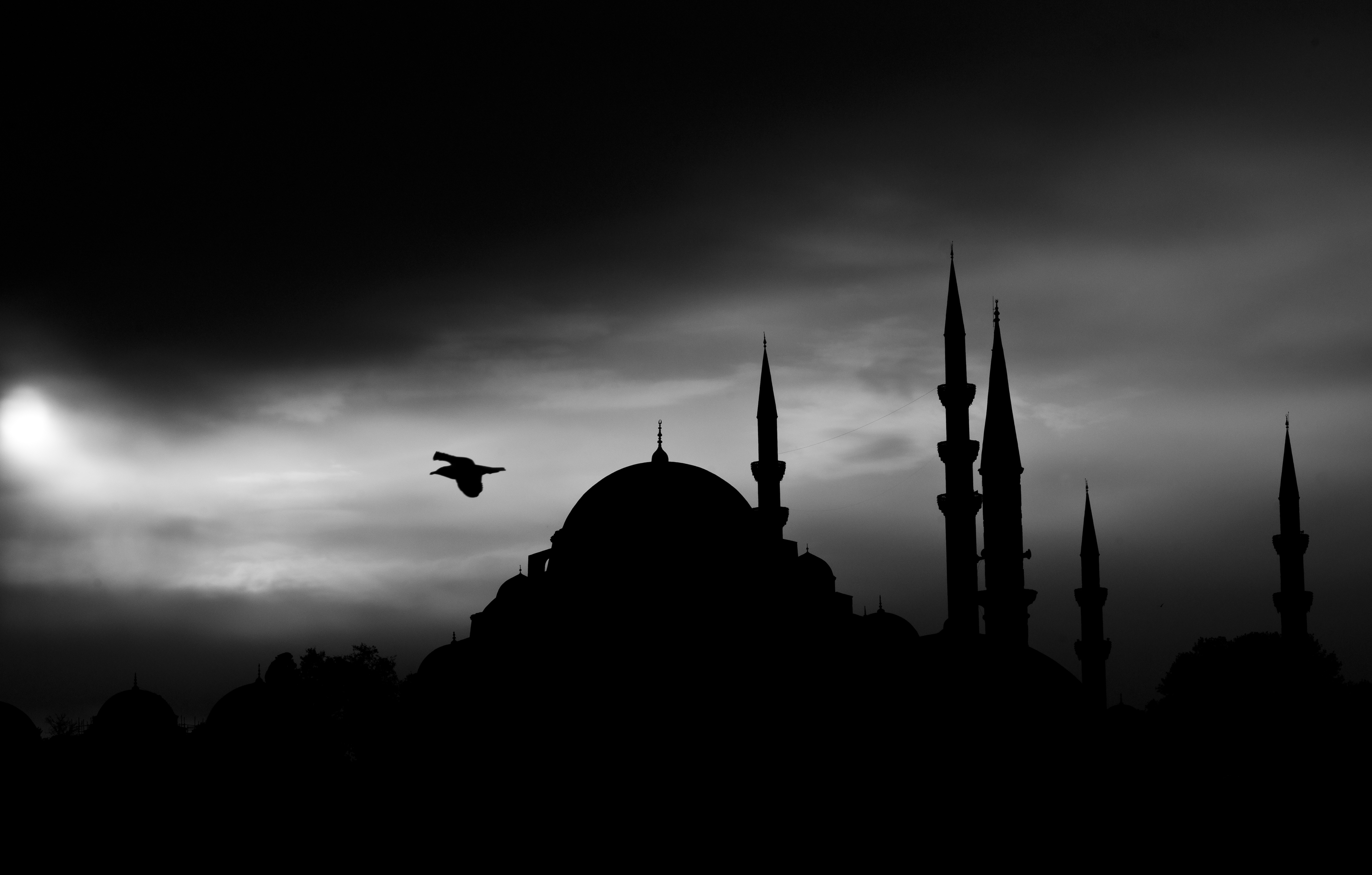 402117壁紙のダウンロード宗教的, スレイマニエ・モスク, イスタンブール, モスク, 夜, シルエット-スクリーンセーバーと写真を無料で