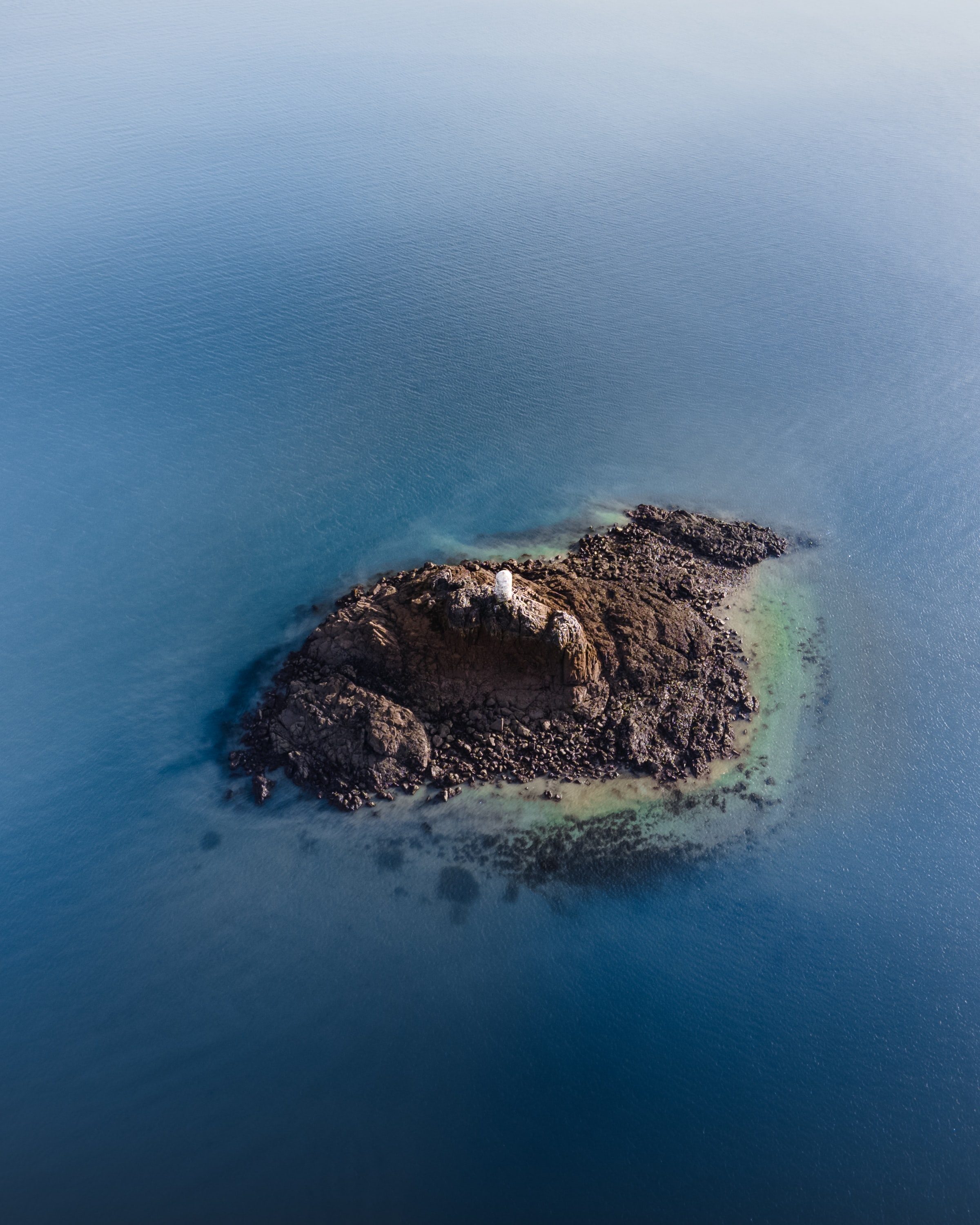 Download mobile wallpaper Nature, Water, View From Above, Lighthouse, Island, Sea for free.