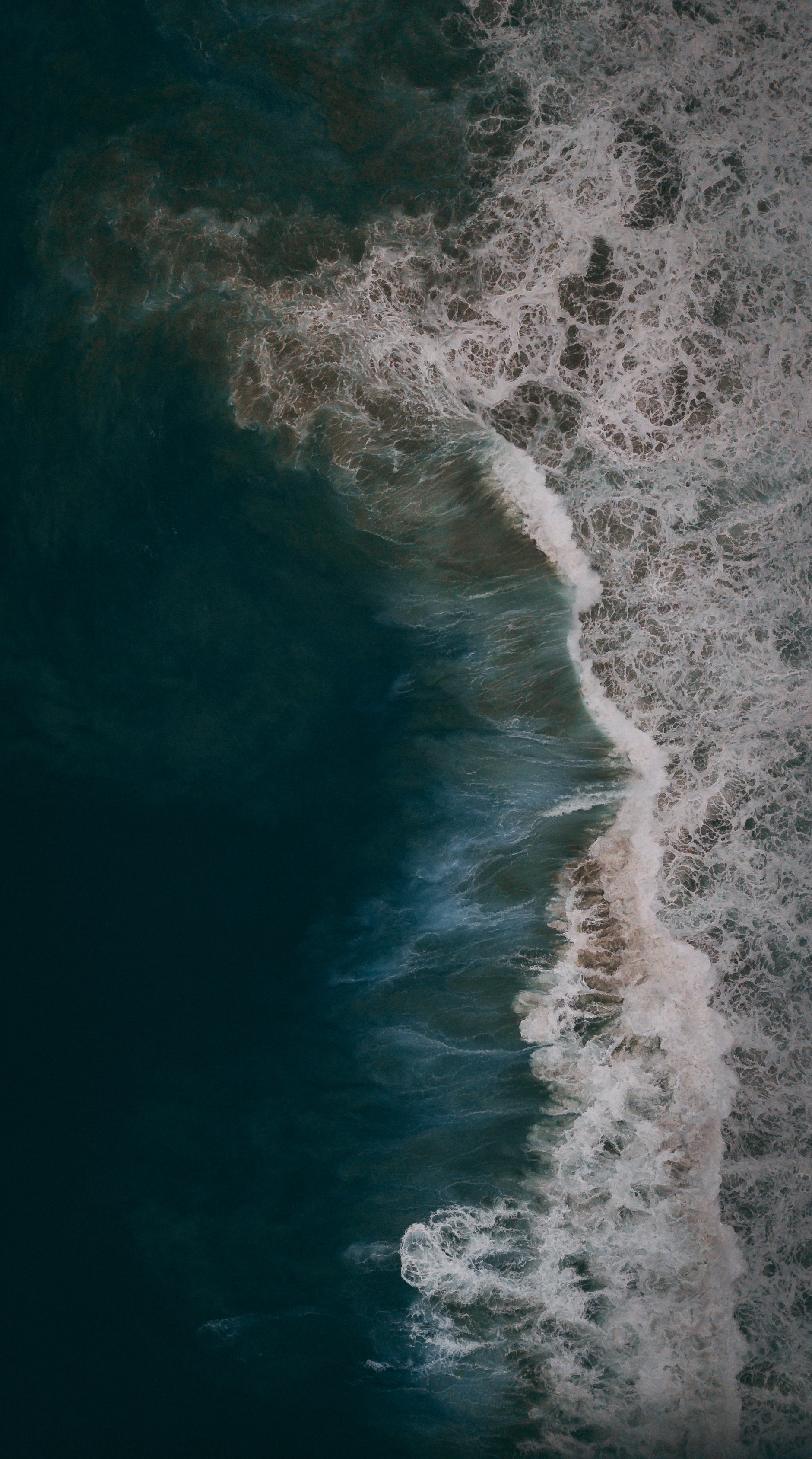 Download mobile wallpaper View From Above, Foam, Waves, Sea, Nature for free.